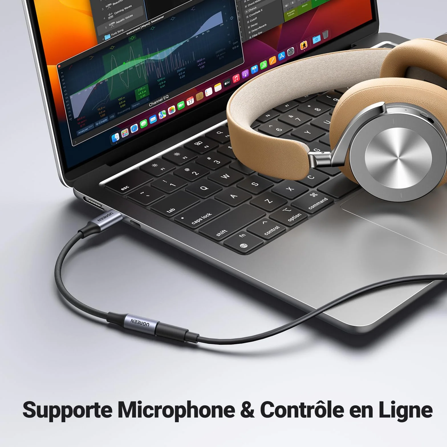 UGREEN Adaptateur USB C Jack 3.5mm TRRS DAC Compatible iPhone 17 Pro Max Galaxy S25 S24 Pixel 10 MacBook iPad Pro Câble Casque Micro Numérique 4 Pôles Gris