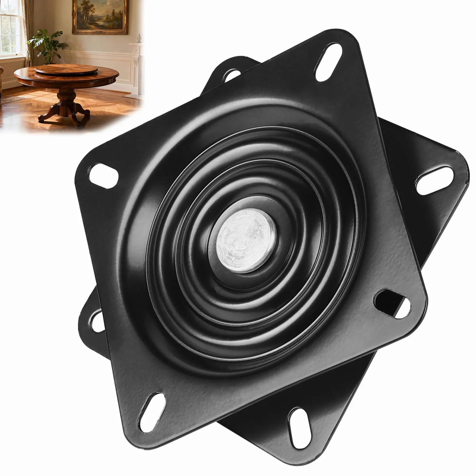 LALAGO Table Tournante de Chaise Pivotante, Plateau Tournant Roulement à Billes, 246 * 246 * 22,6mm, Plateau Tournant à Roulement à Billes à 360 °, pour Tabourets Tables Étagères TV (10 inch)