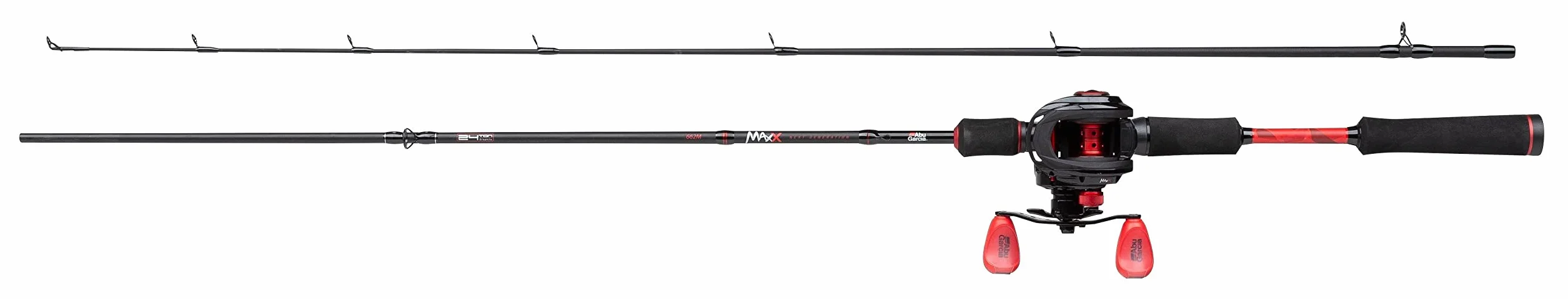 Abu Garcia Max® X Casting Combo | Canne à pêche et Moulinet Baitcast Profil Bas pour Brochet, Perche, Sandre | Noir/Rouge
