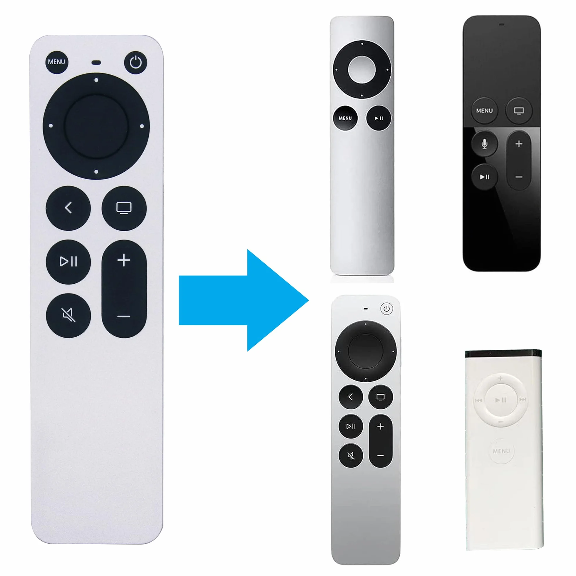 Télécommande de Remplacement pour Apple TV 4K Gen 1 2 3 4 Controller A1156 A1427 A1469 A1378 Apple TV2 TV3 Universelle/Plastique