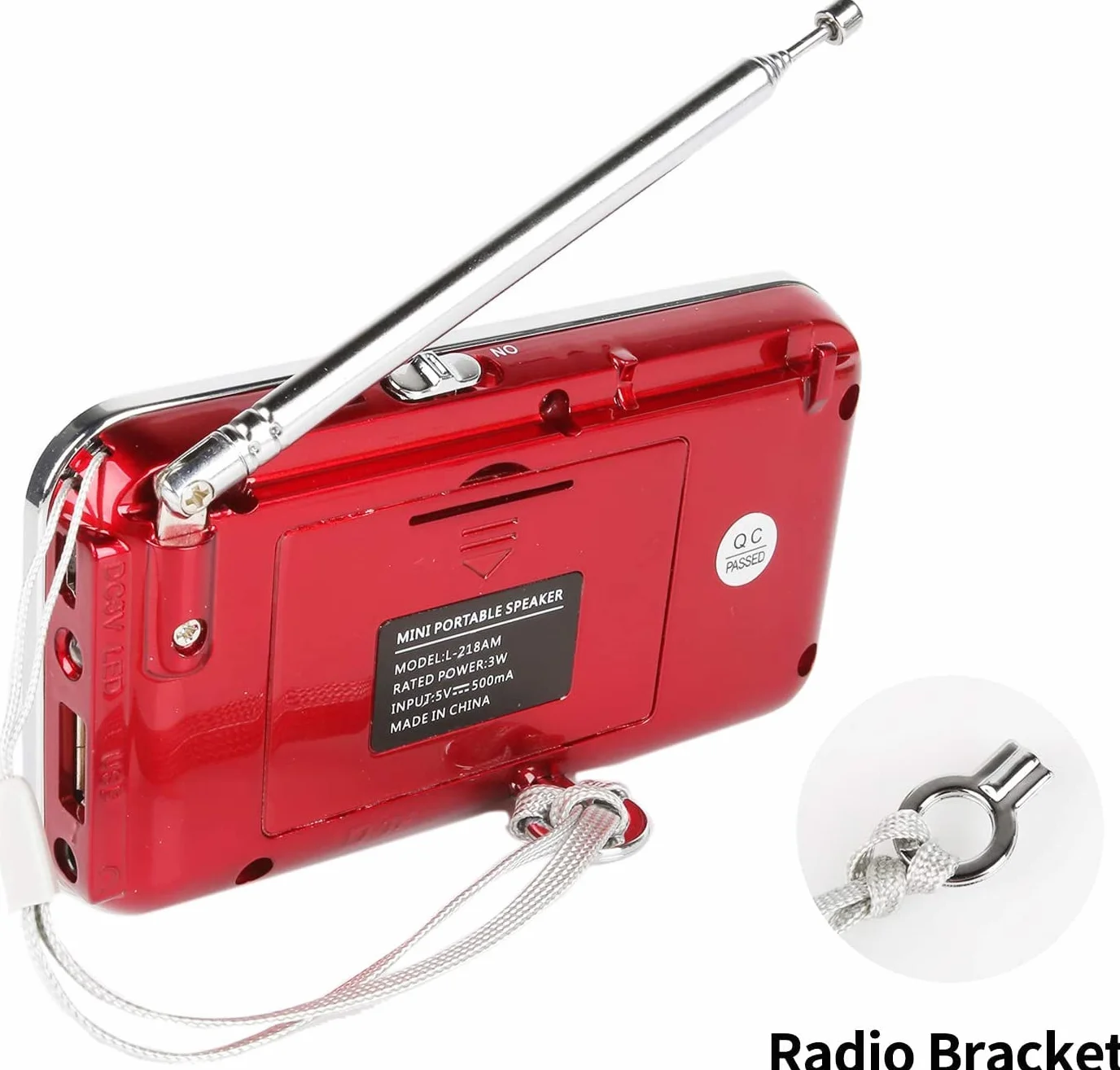 Raddy RF23 Radio Portable FM/AM Rechargeable avec Lampe de Poche, Grand Écran LCD, Lecteur MP3 Micro SD/USB, Batterie 800mAh, Rouge
