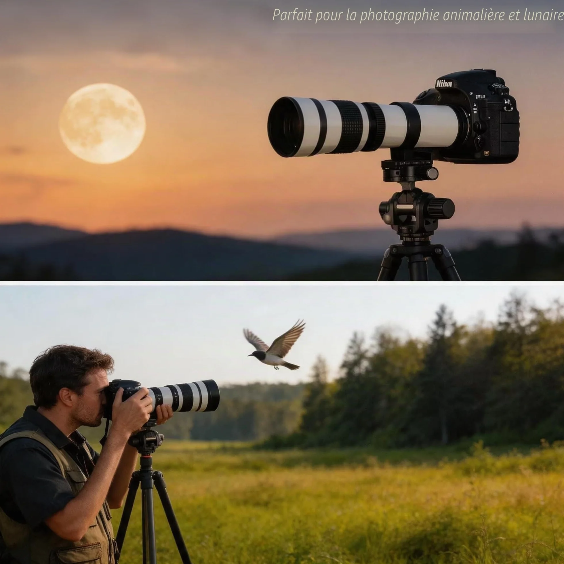 JINTU Téléobjectif 420-800mm EF Objectif Zoom Manuel pour Canon SLR Nikon