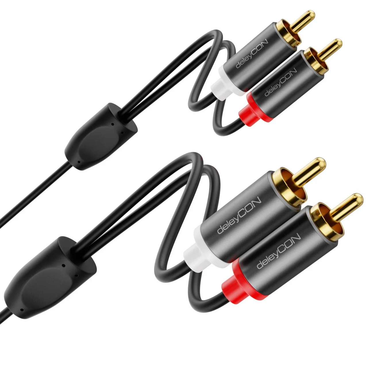 deleyCON 15m Câble Cinch RCA HiFi Audio Liaison Connecteurs Métalliques Dorés pour Home Cinéma Chaîne Stéréo Amplificateur HiFi-Receiver Lecteur Blu-Ray (Extra fin & Flexible)