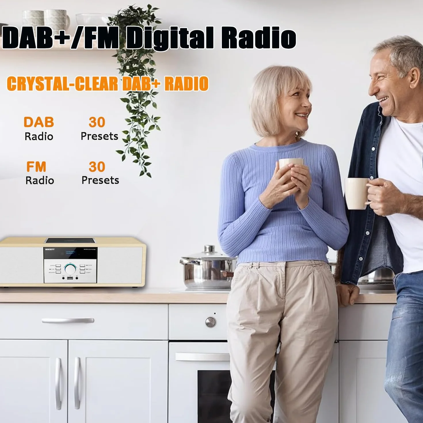 Chaine Hi-Fi Radio DAB+ Lecteur CD Bluetooth FM USB 30W Télécommande Design Rétro