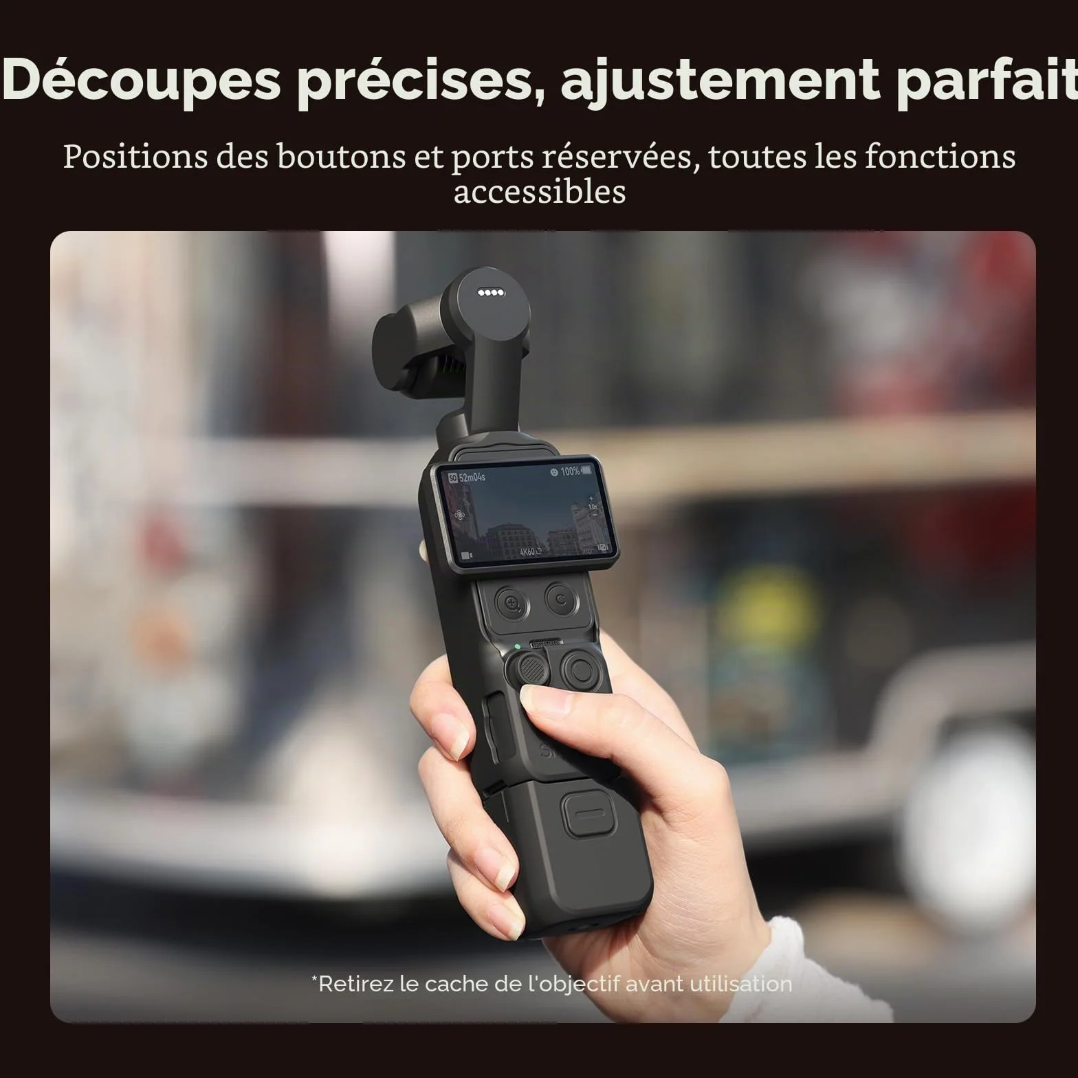 SMALLRIG Étui de Protection en Silicone pour DJI Osmo Pocket 4 - Protection Modulaire Multi-Directionnelle, Matériau en Silicone Souple, avec Protecteur d'Écran en Verre Trempé et Dragonne - 6007
