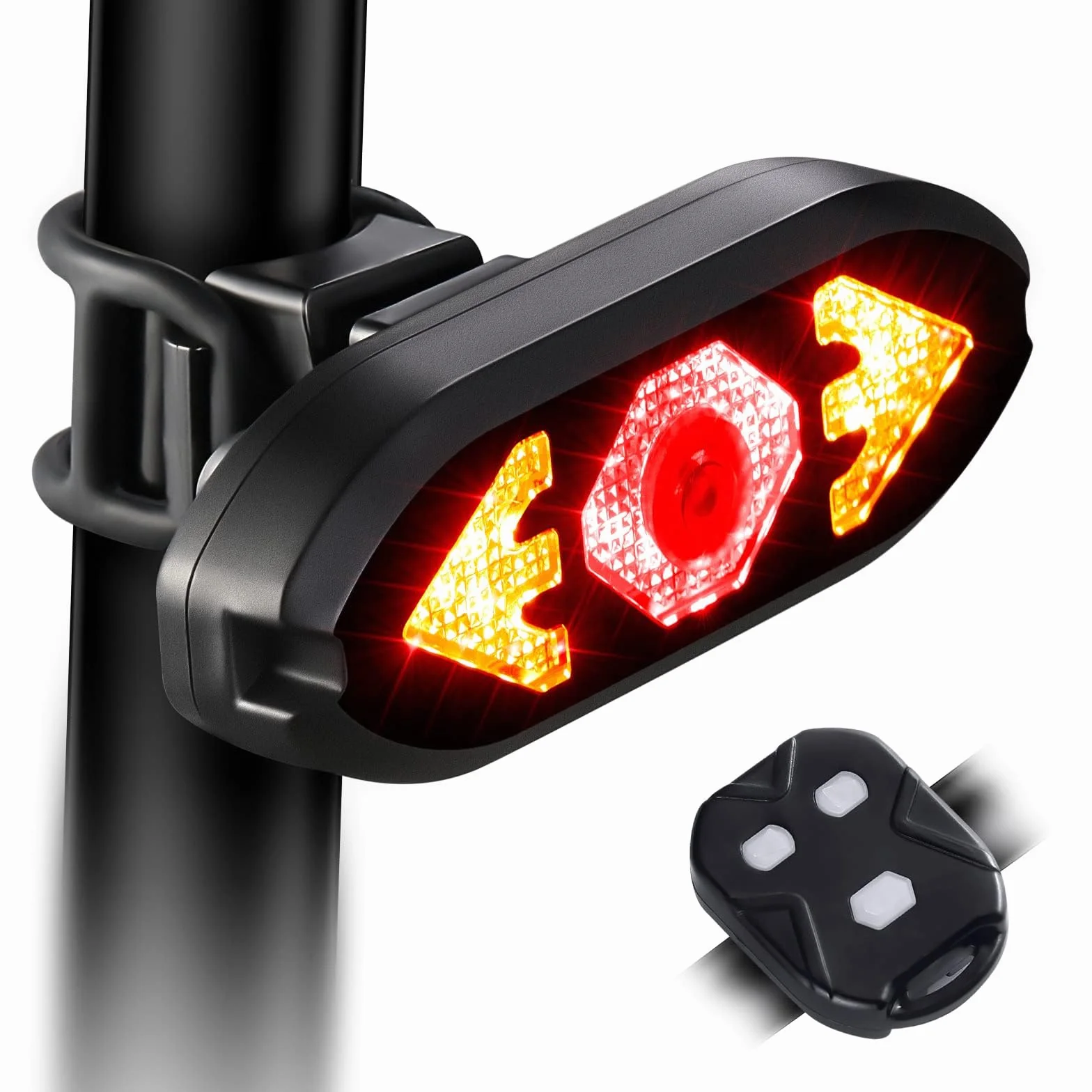 Clignotant Vélo Rechargeable USB avec Klaxon 120 DB Étanche Feu Arrière avec Télécommande Ultra Lumineux pour Nuit