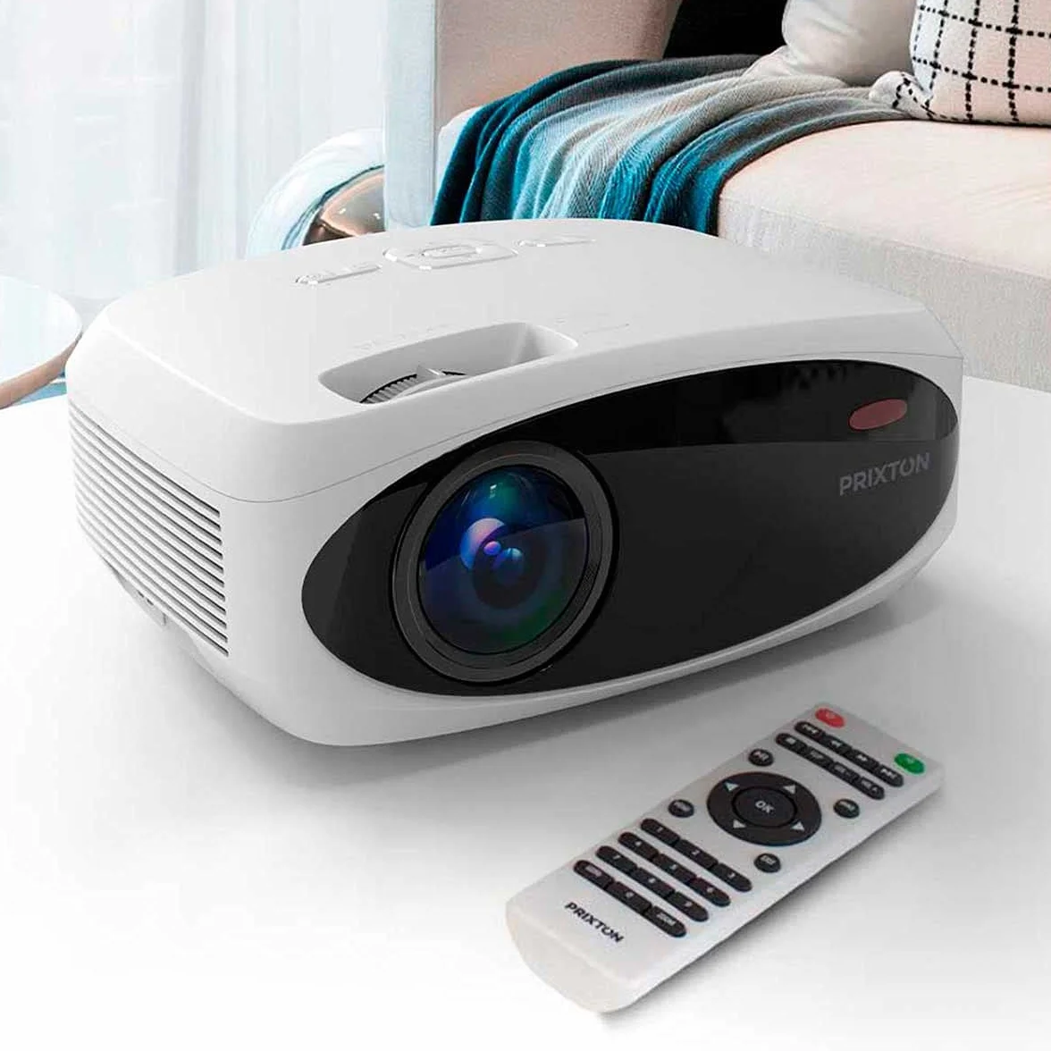 PRIXTON Vidéoprojecteur Portable Picasso WiFi 9000 Lumen 260 ANSI Full HD 4K Écran 100" Télécommande HDMI USB MicroSD