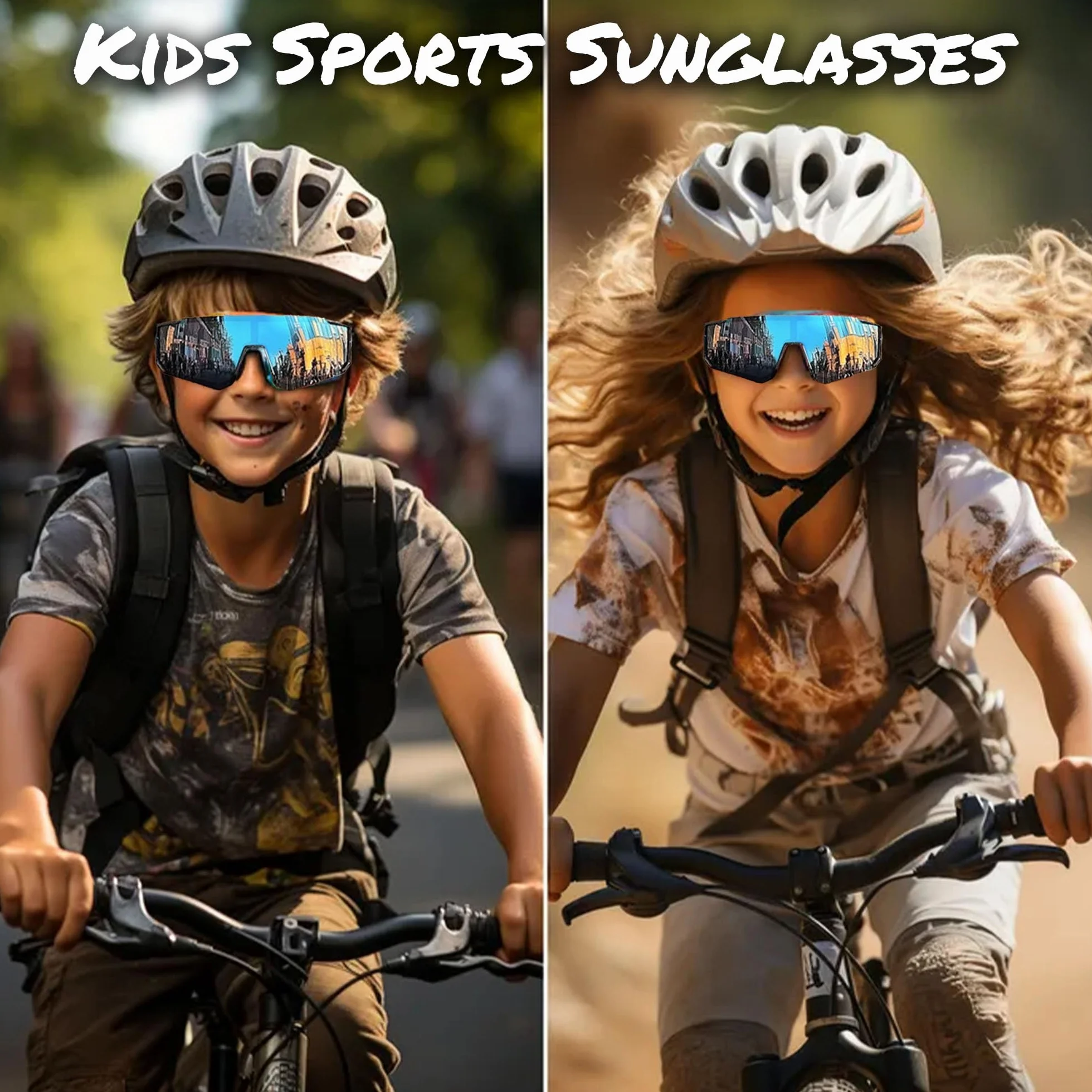 Lunette de Cyclisme Enfant UV400 Protection Moto Course Ski Baseball