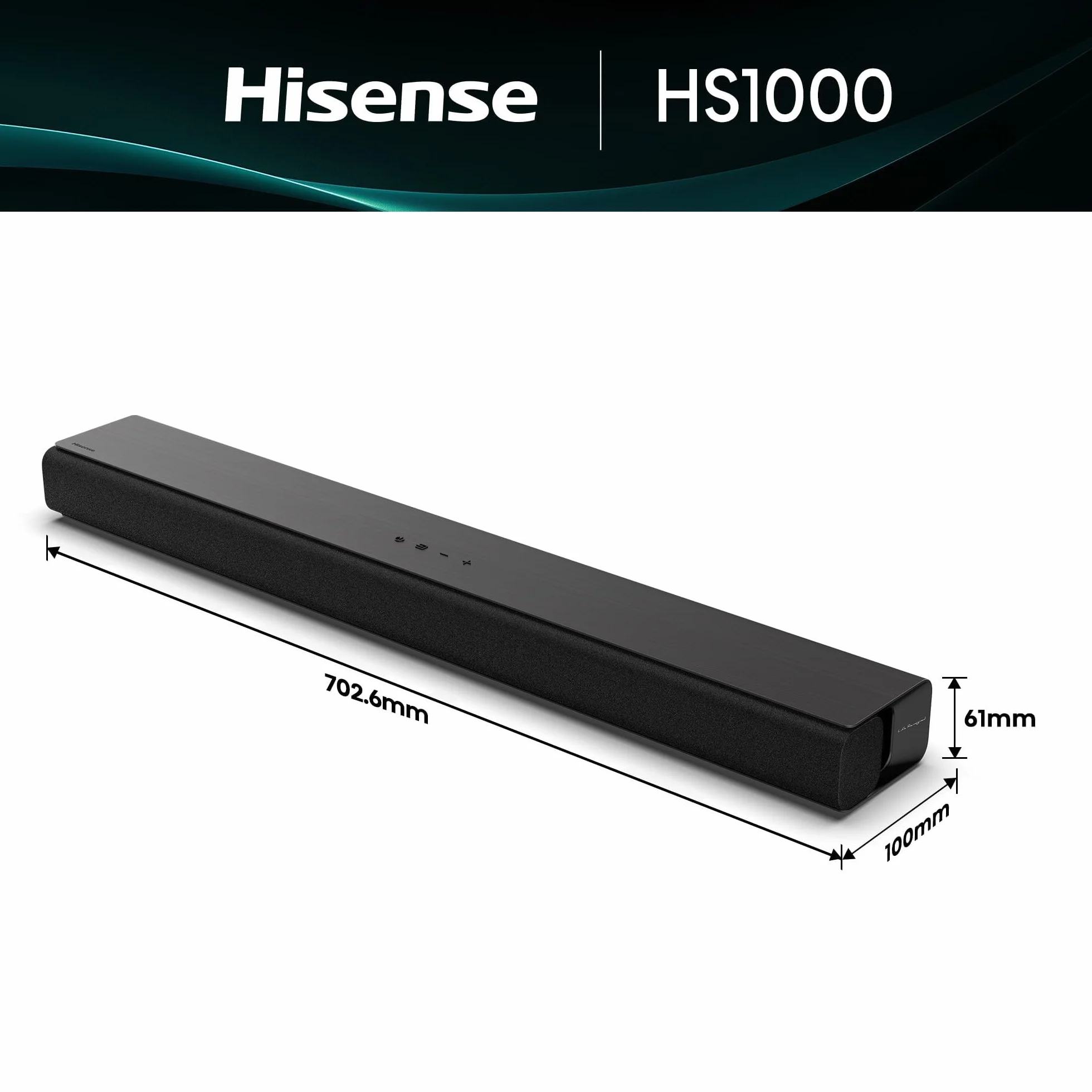 Hisense HS1000 Barre de Son 2.0 CH 120W Dolby Audio DTS Virtual:X Bluetooth 5.3 HDMI Arc Noir