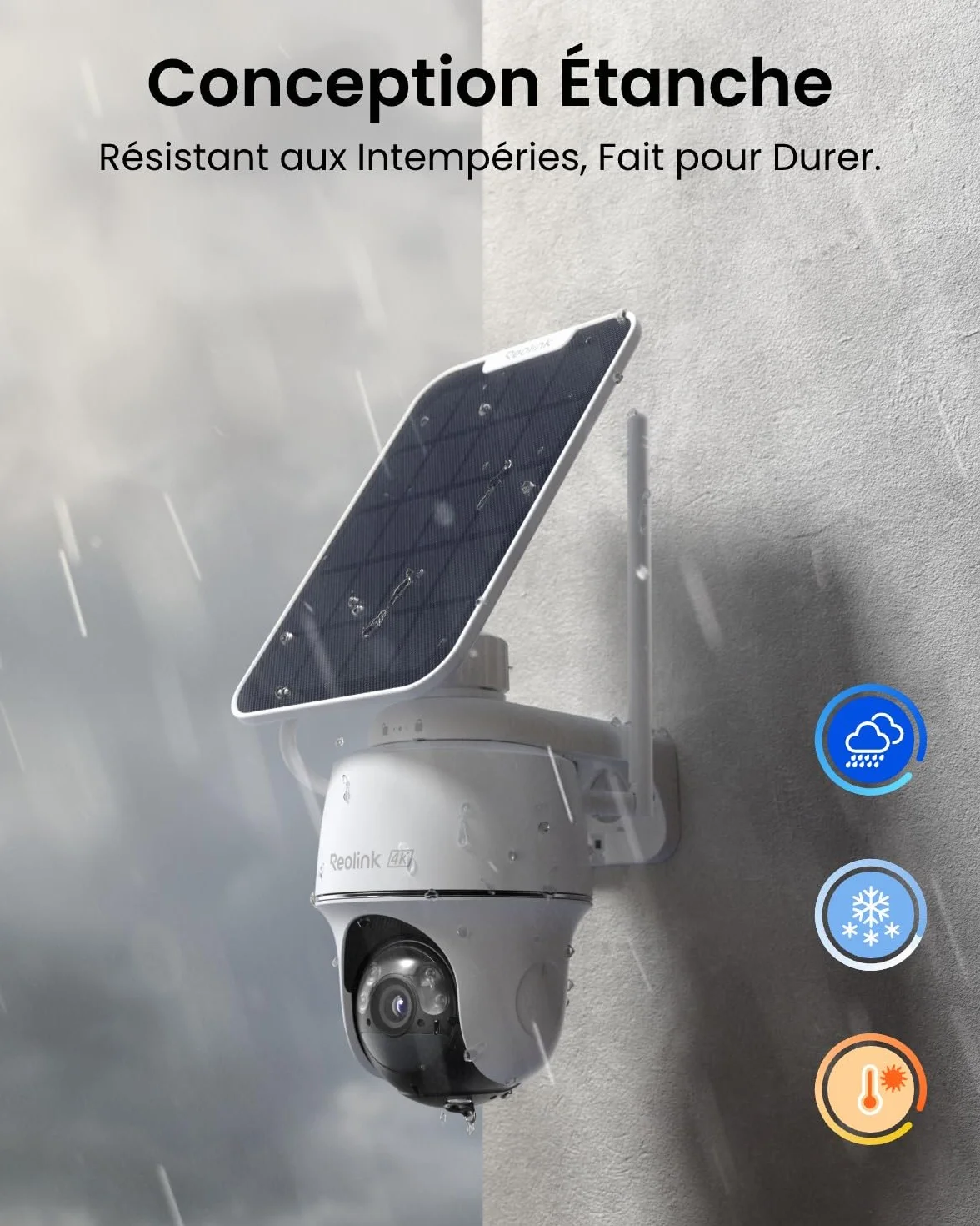 Reolink Argus PT Ultra 4K Camera Surveillance WiFi Extérieure, 2,4/5 GHz Wi-Fi 6, Détection Intelligent, Vision Nocturne Couleur, Suivi Automatique, Alimenté par Batterie + Panneau Solaire