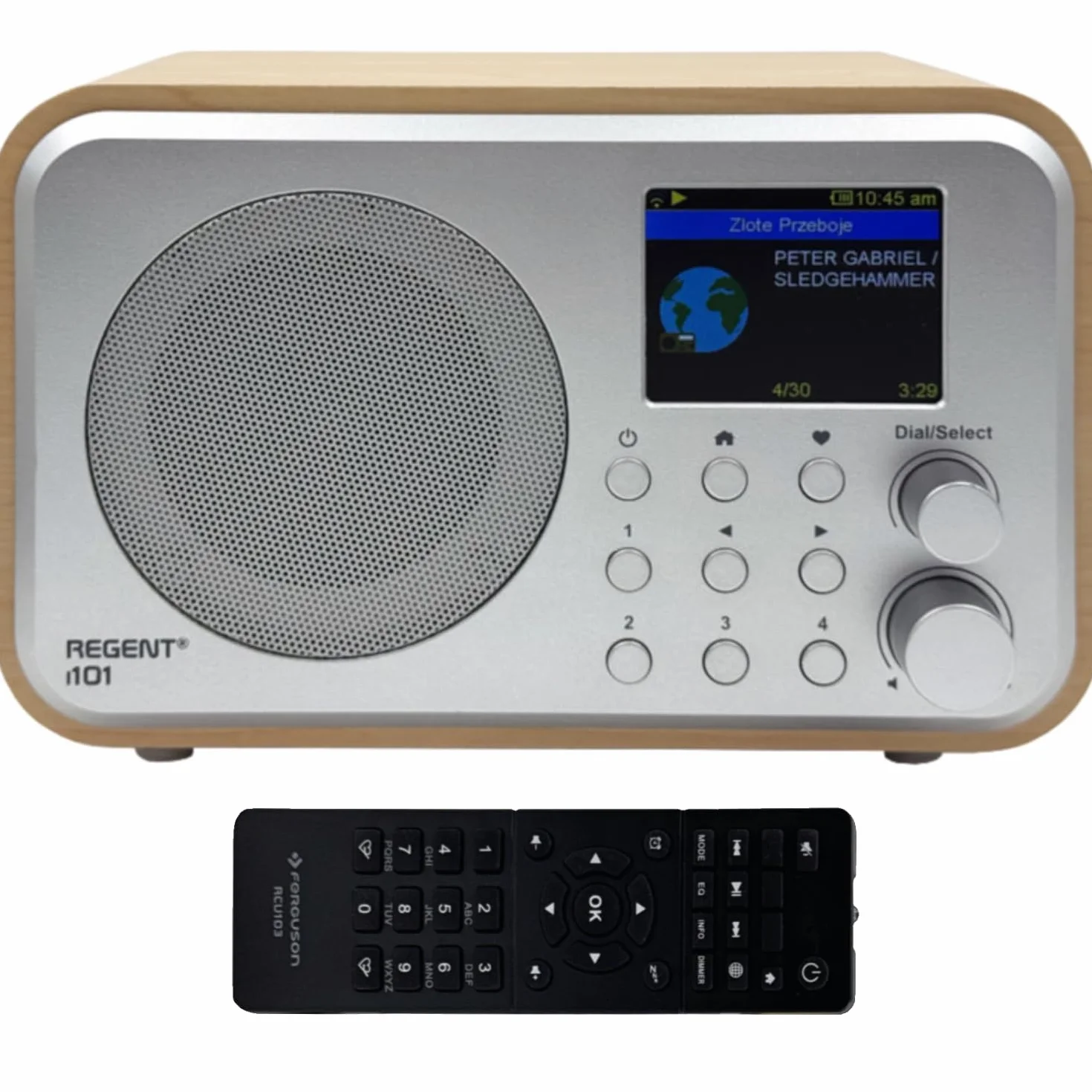 Ferguson Regent i101 Radio Internet Wi-Fi avec Bluetooth FM/DAB/DAB+ Radio FM, radio-réveil, égaliseur, écran couleur, USB, AUX IN, Line Out, UPnP, Sleep Timer, contrôle par application, télécommande