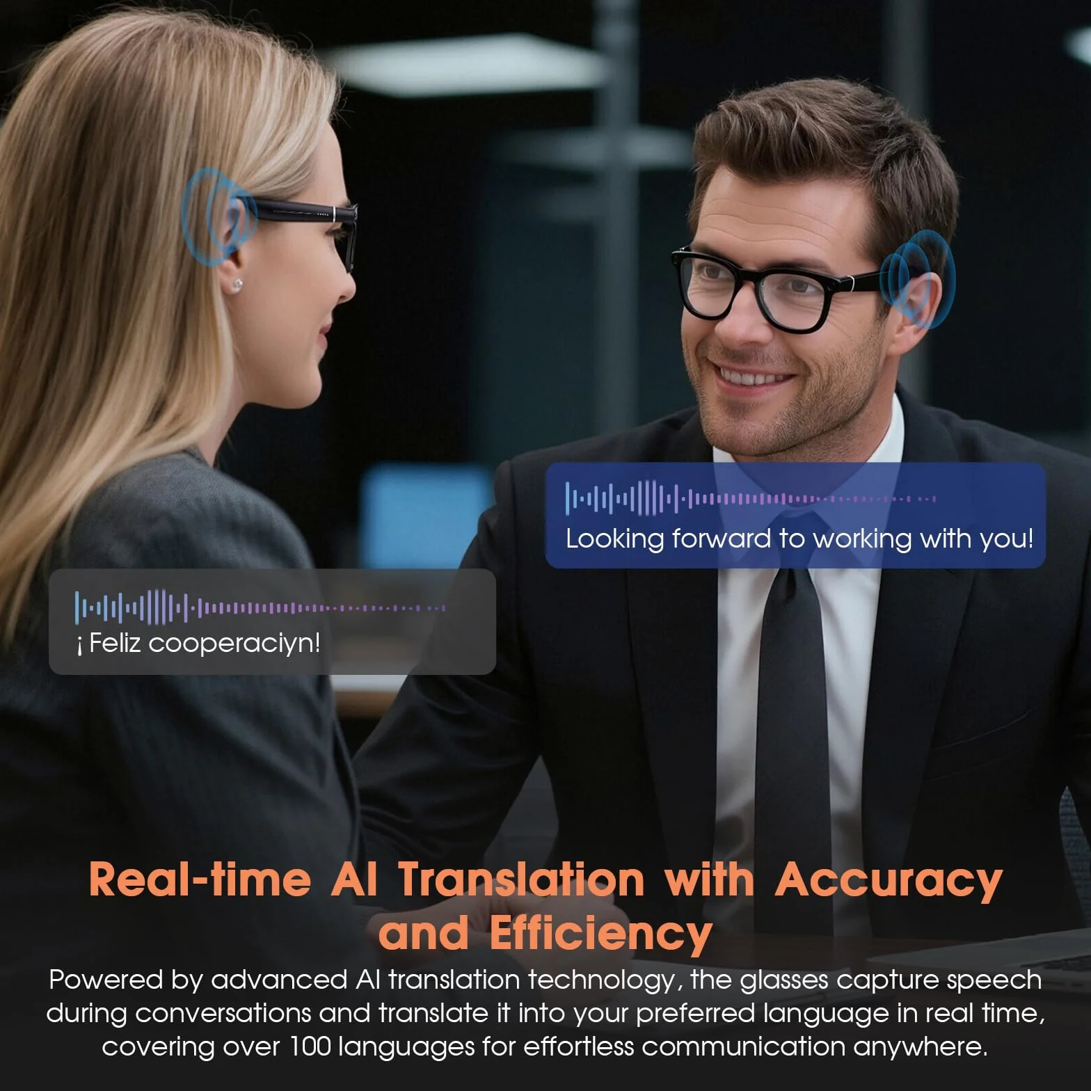 2026 AI Smart Glasses 4K Caméra HD 1200P Lunettes avec Enregistrement vidéo, Traduction simultanée/Identification d'objet GPT, lentilles photochromiques, avec étui de Charge 3600 mAh