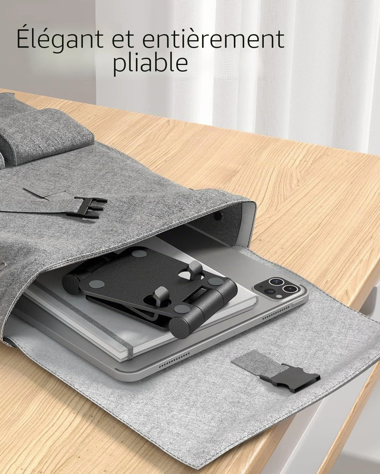 Nulaxy Support Téléphone Réglable Pliable Bureau, Compatible iPhone Samsung Huawei Smartphones, Noir
