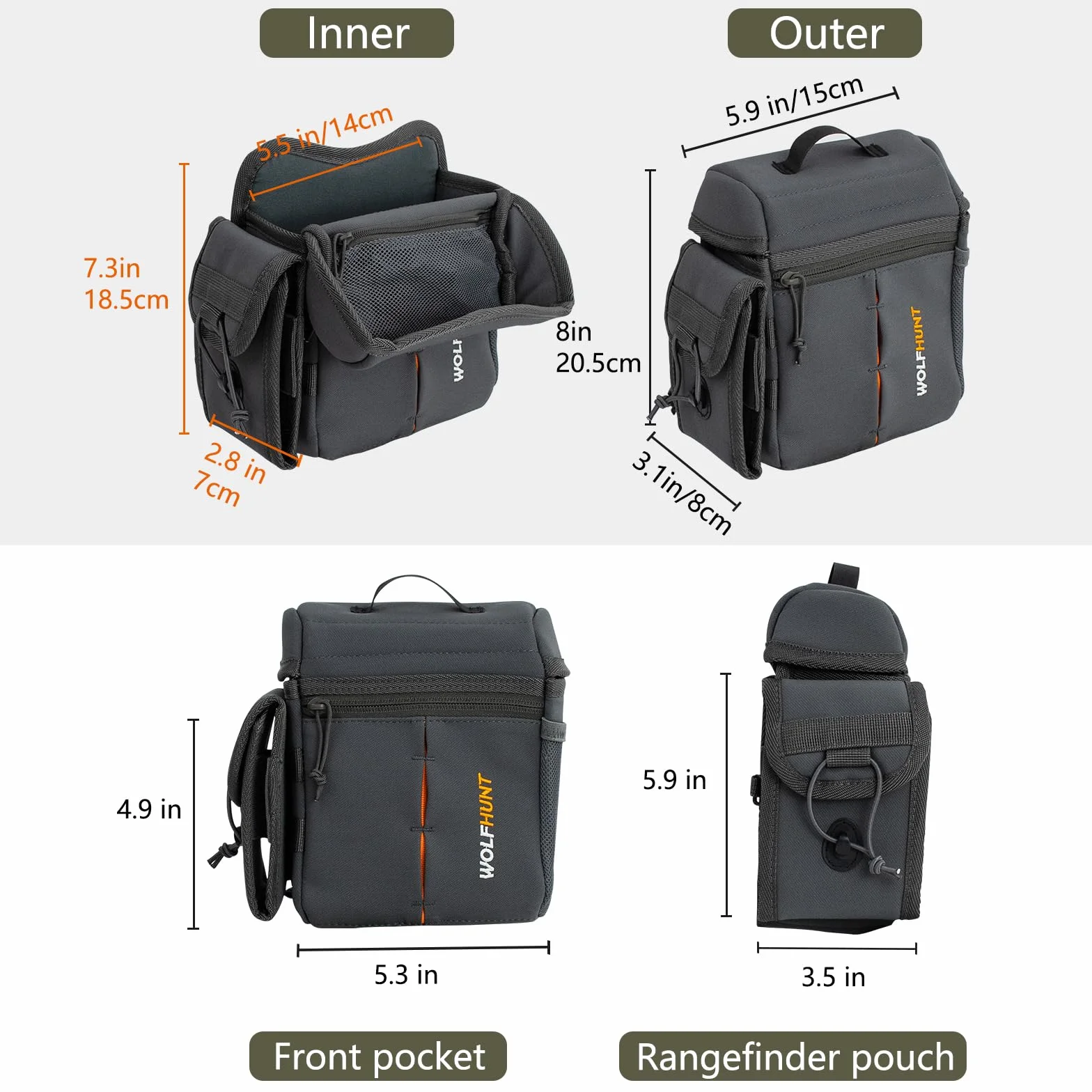 Harnais de Jumelles, Sac de Poitrine avec Pochette télémétrique, Sac pour Jumelles à Ouverture magnétique, Mode Triple Utilisation, Sac de Poitrine de Chasse avec Sangles d'attache, système Molle et