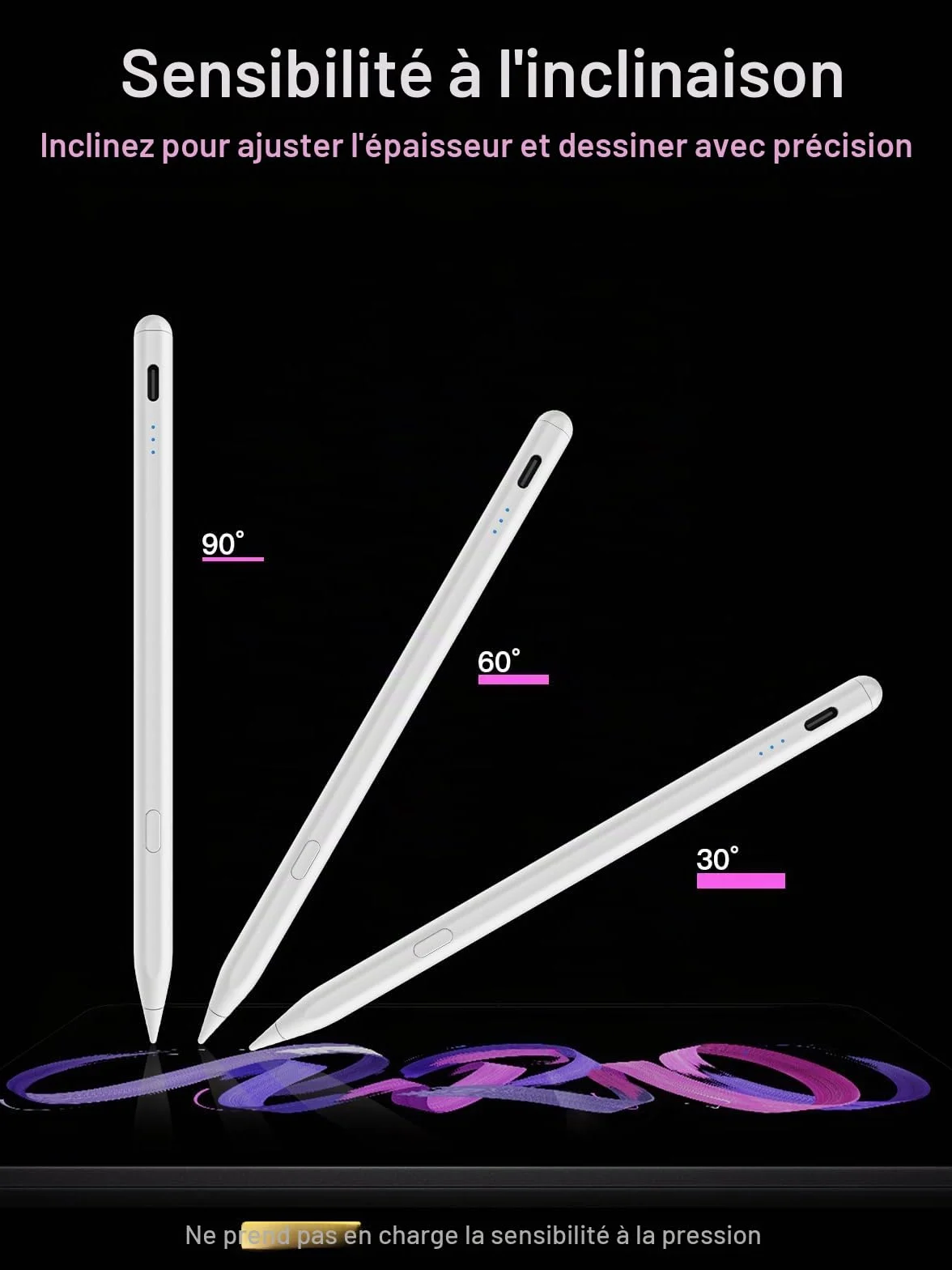 Stylet pour Apple iPad 2018-2026, Recharge Rapide, Rejet de Paume, Détection d'Inclinaison