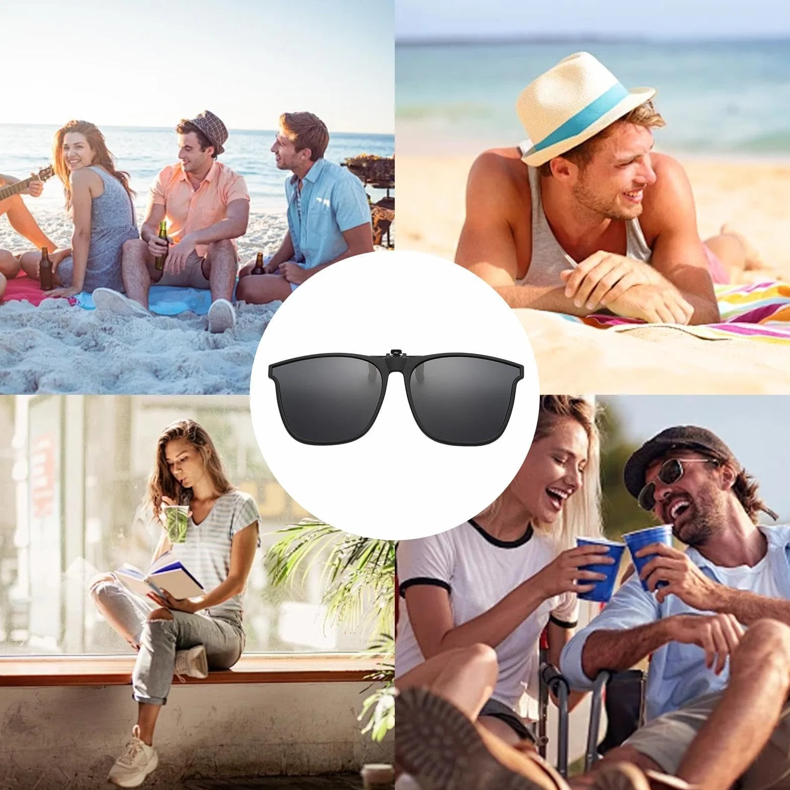 Lunettes Polarisées Rabattables À Clipser Protection UV Pour Pêche Conduite Voyages