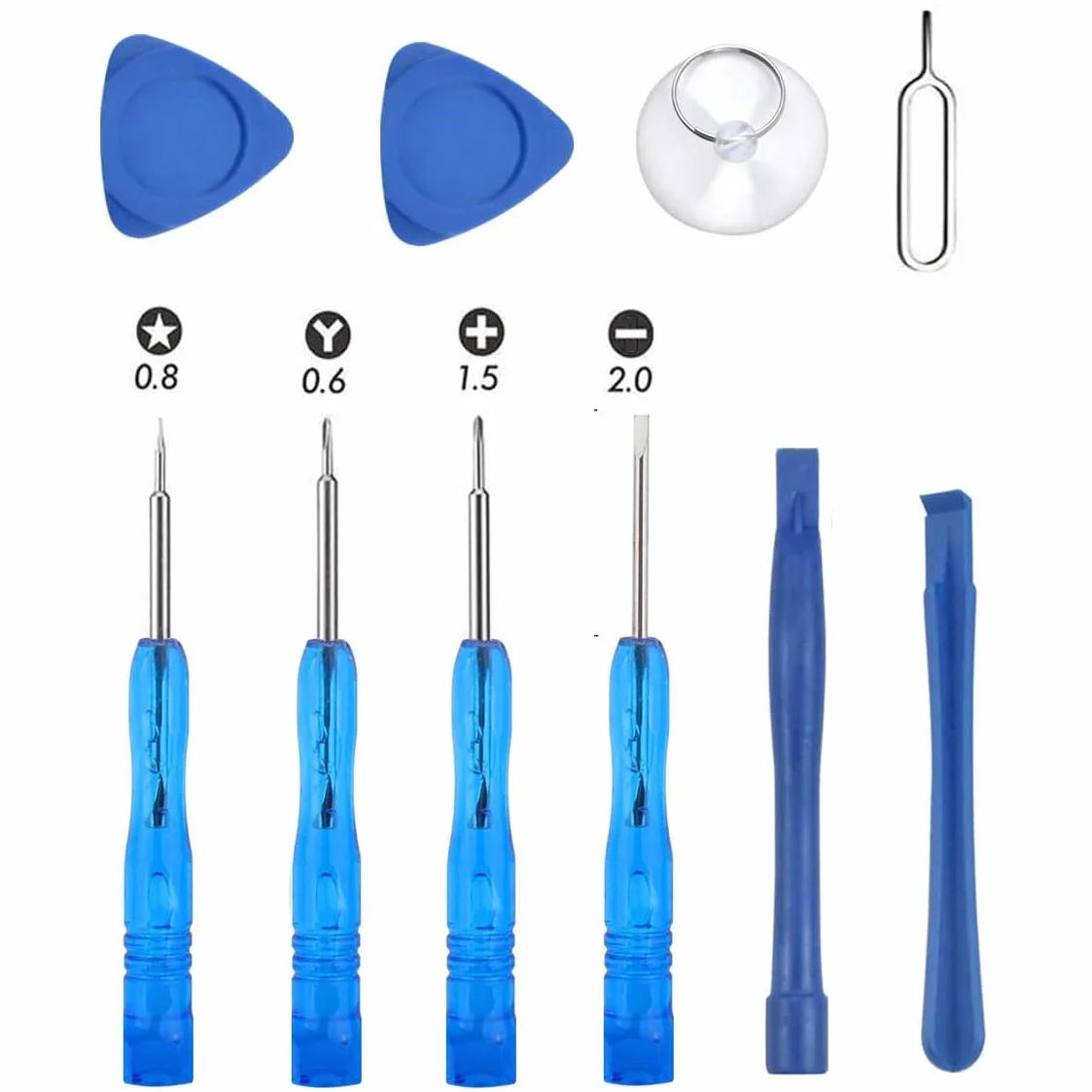 ABMRO Kit de réparation avec 10 outils d'ouverture P2 Pentalobe + Cross + fente + tournevis tri-point Y000 compatible avec iPhone 11 Pro X XS XR 8 Plus 7 6S 6 SE 5S Apple Watch