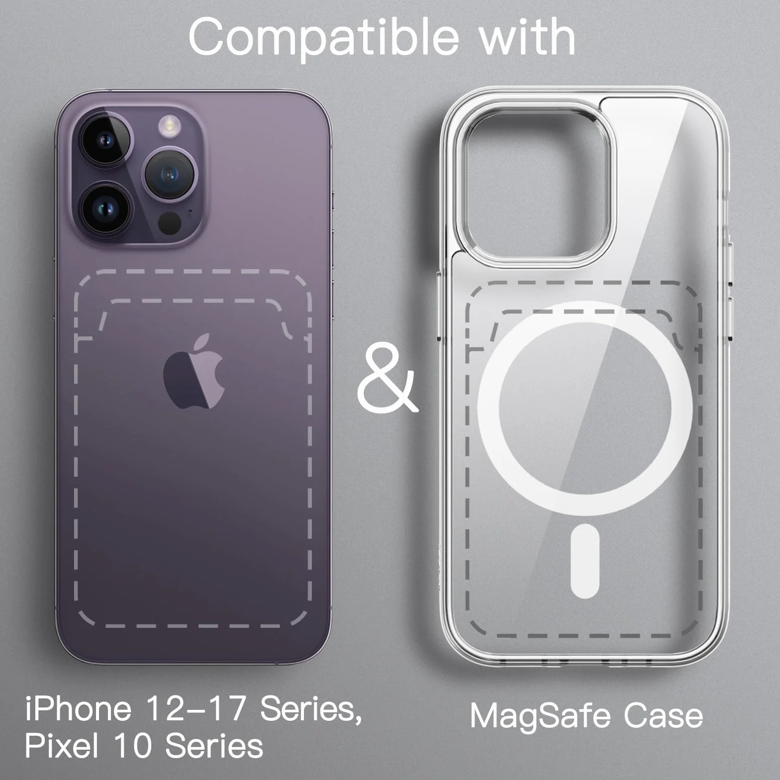 JETech Magnétique Portefeuille Compatible MagSafe iPhone 17/17e/Air/16/15/14/13/12 Séries Porte-Cartes PU Noir