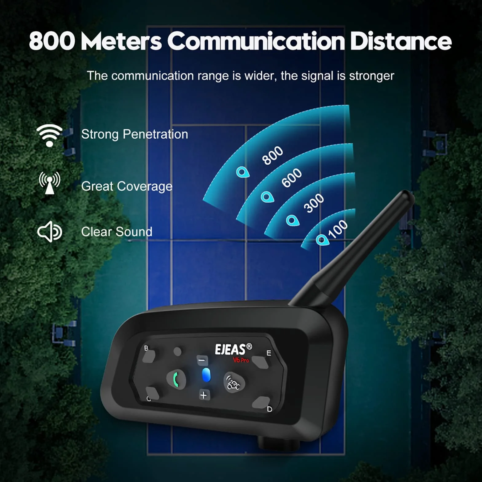 EJEAS V6C Casque Bluetooth Arbitre 850 mAh Full Duplex 1200 M Interphone Bluetooth sans Fil avec Casque et Bracelet de Course pour Soccer Hockey Rugby Sport, USB-C (1 pièce)