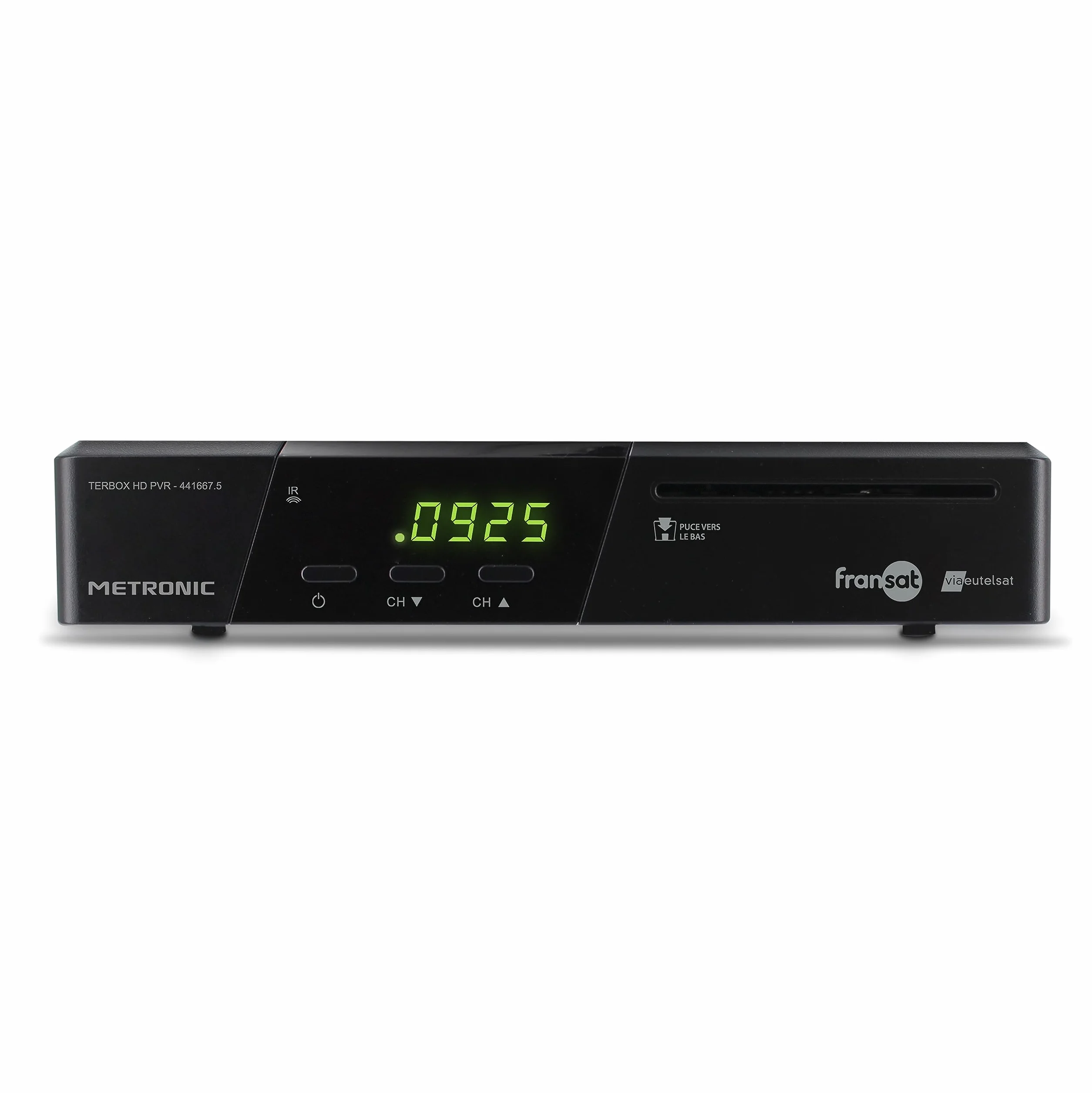 Metronic 441667 Décodeur TNT / FRANSAT Satellite Terminal HD PVR READY - TNT Gratuite Parabole Satellite Eutelsat - avec Carte FRANSAT - Fonction Enregistreur TV