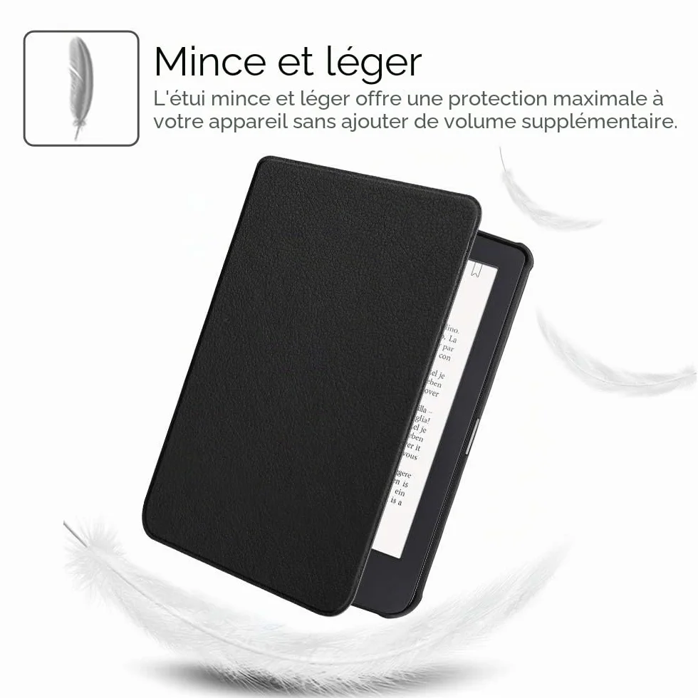FINTIE Étui pour Kobo Clara HD 6 Pouces 2018 (Numéro de Modèle: N249) - Housse Fine et Légère Coque Fermeture Magnétique Fonction Réveil/Sommeil Automatique, Noir