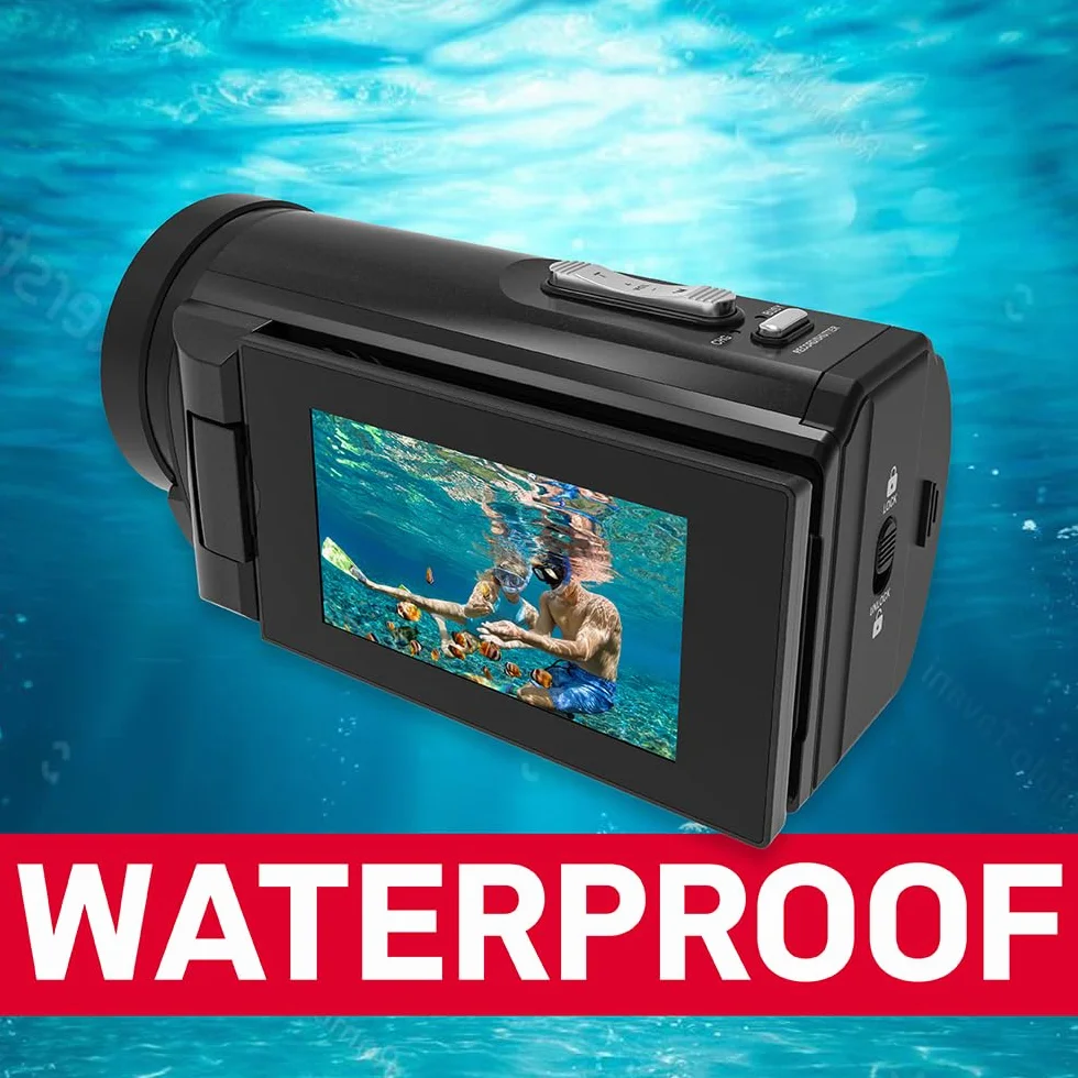 AgfaPhoto Realimove CC4000W Caméscope Étanche 4K Écran Tactile 3'' Zoom Numérique 18x Vidéo 2.7K Photo 24MP Noir