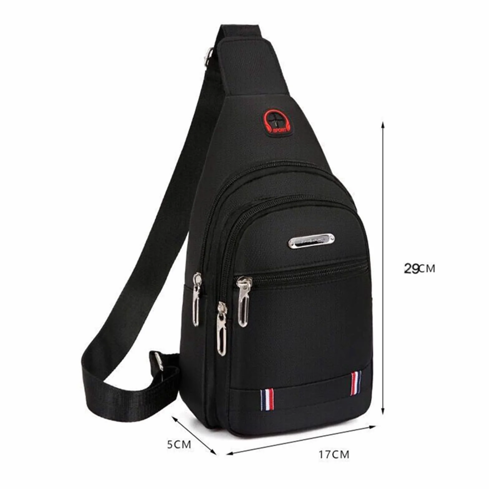 Dilwe Sac de Poitrine Hommes Tissu Oxford Polyester Grande Capacité Sac à Bandoulière Léger