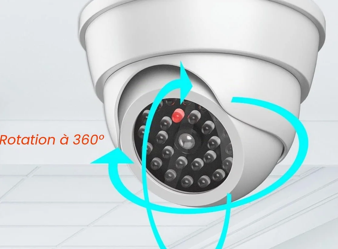 JZK Lot de 2 Fausses caméras de Surveillance dôme avec LED Clignotantes pour la sécurité de la Maison, Blanc