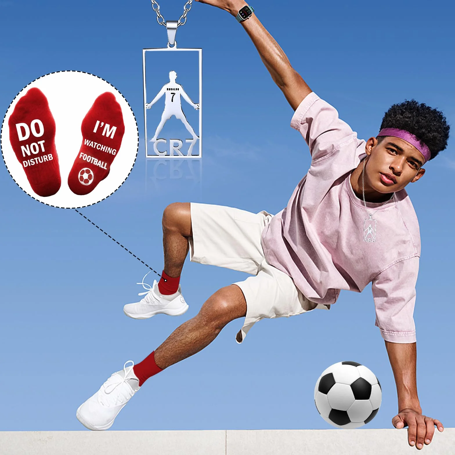 Collier de Football en Acier Inoxydable Pendentif Jersey pour Fans Hommes Garçons