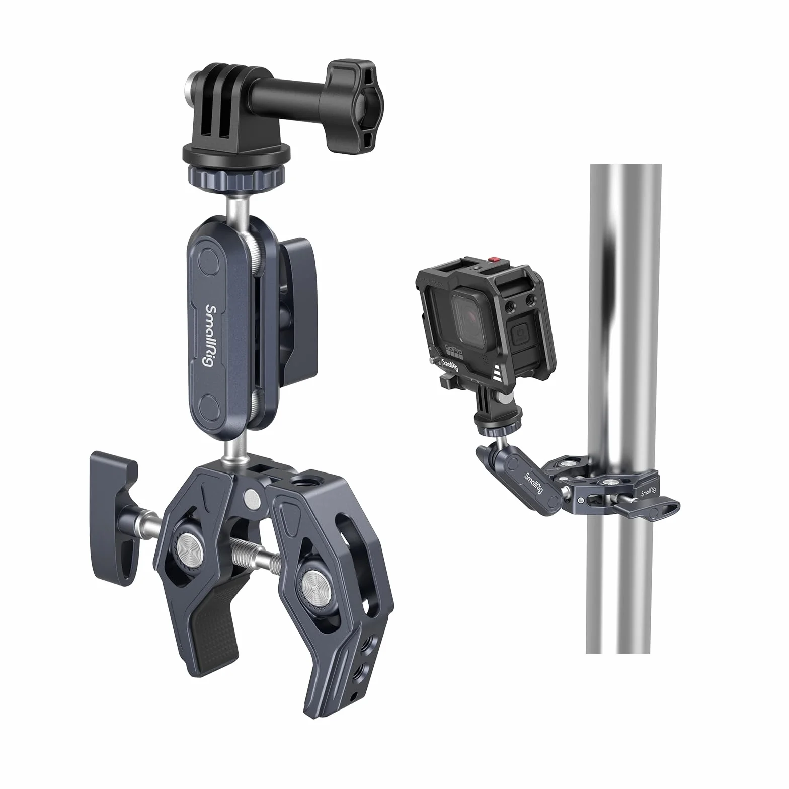 SMALLRIG Super Clamp Ballhead Magic Arm Pince de Caméra, Pince de Moniteur en Forme de Crabe avec 1/4"-20, 3/8"-16 Trous Filetés pour Caméras d'action, Moniteurs, Lumières LED, Microphones- 3757B