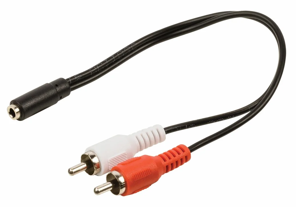 Valueline VLAP22255B02 - Câble audio stéréo - 2x RCA Mâles vers 3.5 mm Femelle - 20cm
