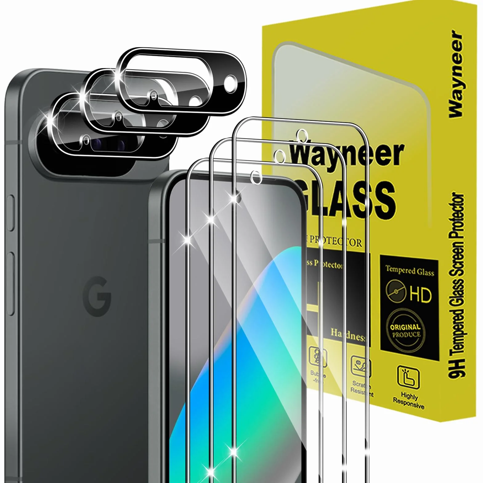 Verre Trempé Pour Google Pixel 10, [3+3 Pièces] Vitre Protection écran Protection Camera, 9H Dureté Ultra HD Anti Rayures Film Protection écran, Avec Outil D'alignement Facile