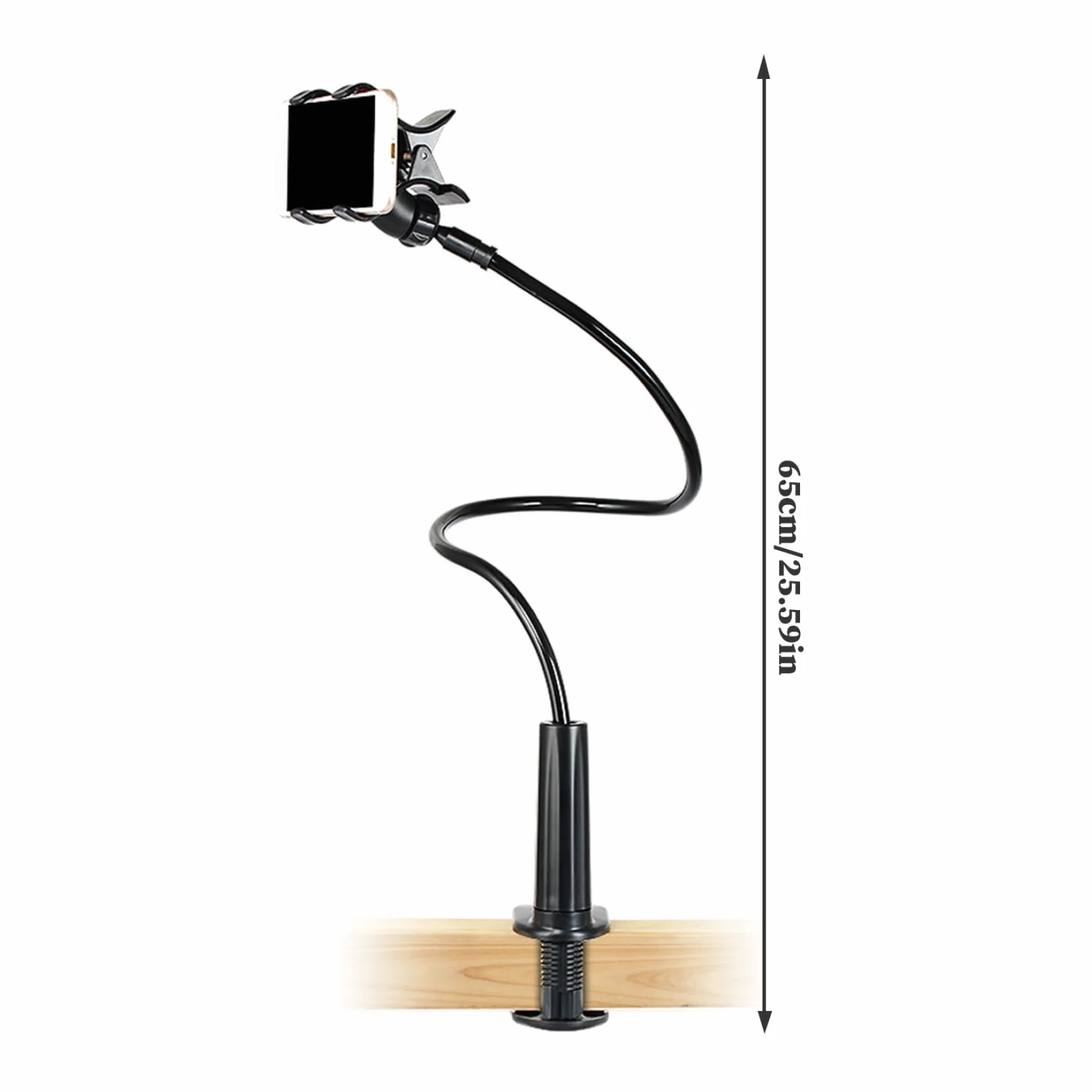 Pince de téléphone au lit, support de téléphone à col en cygne, support de téléphone de lit réglable avec clip non glissant, support de téléphone universel pour lit, support de téléphone portable, no