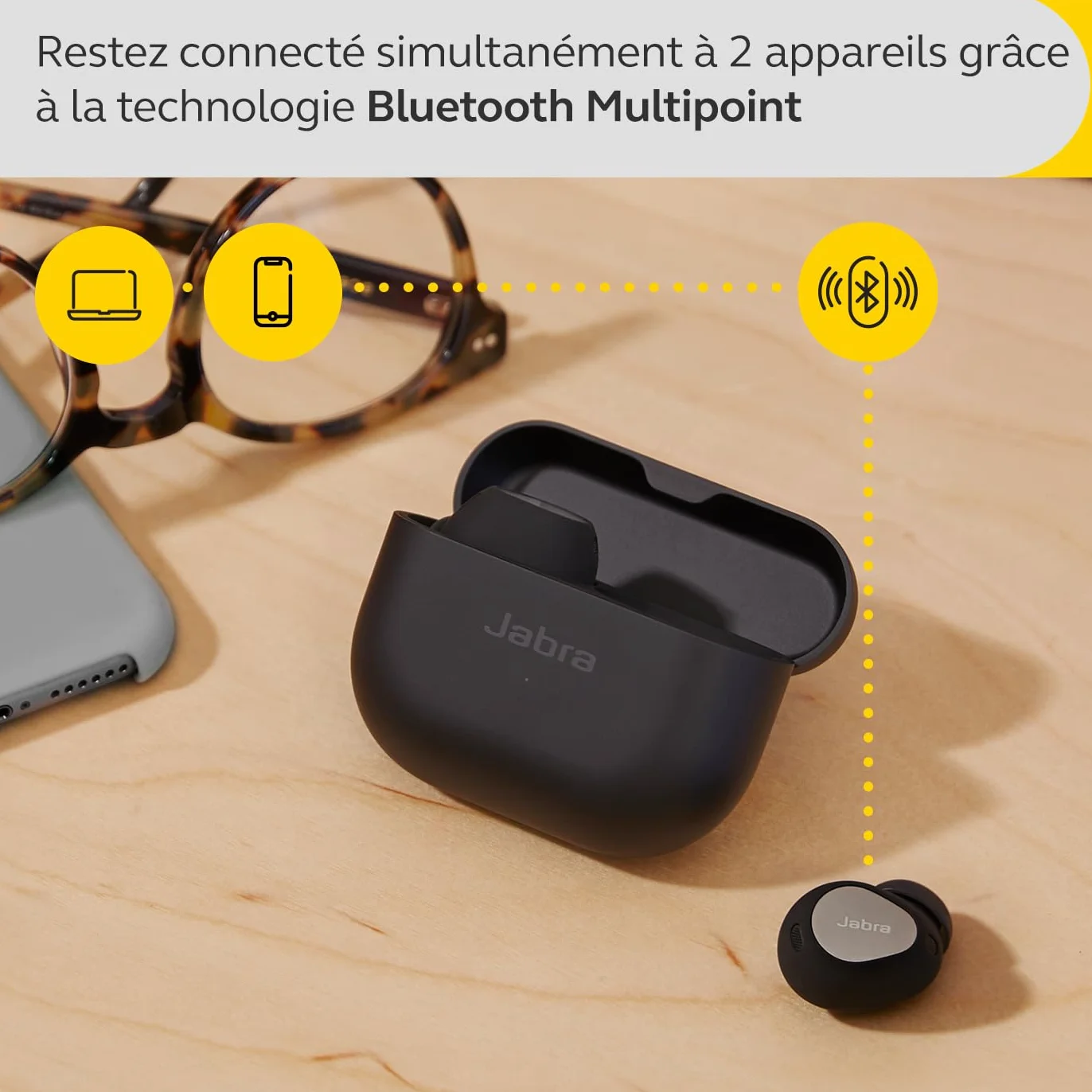 Jabra Elite 10 - Écouteurs sans Fil Bluetooth Intra-Auriculaires - Technologie Advanced Active Noise Cancellation - 6 Microphones intégrés, Son Dolby Atmos - Noir Titanium