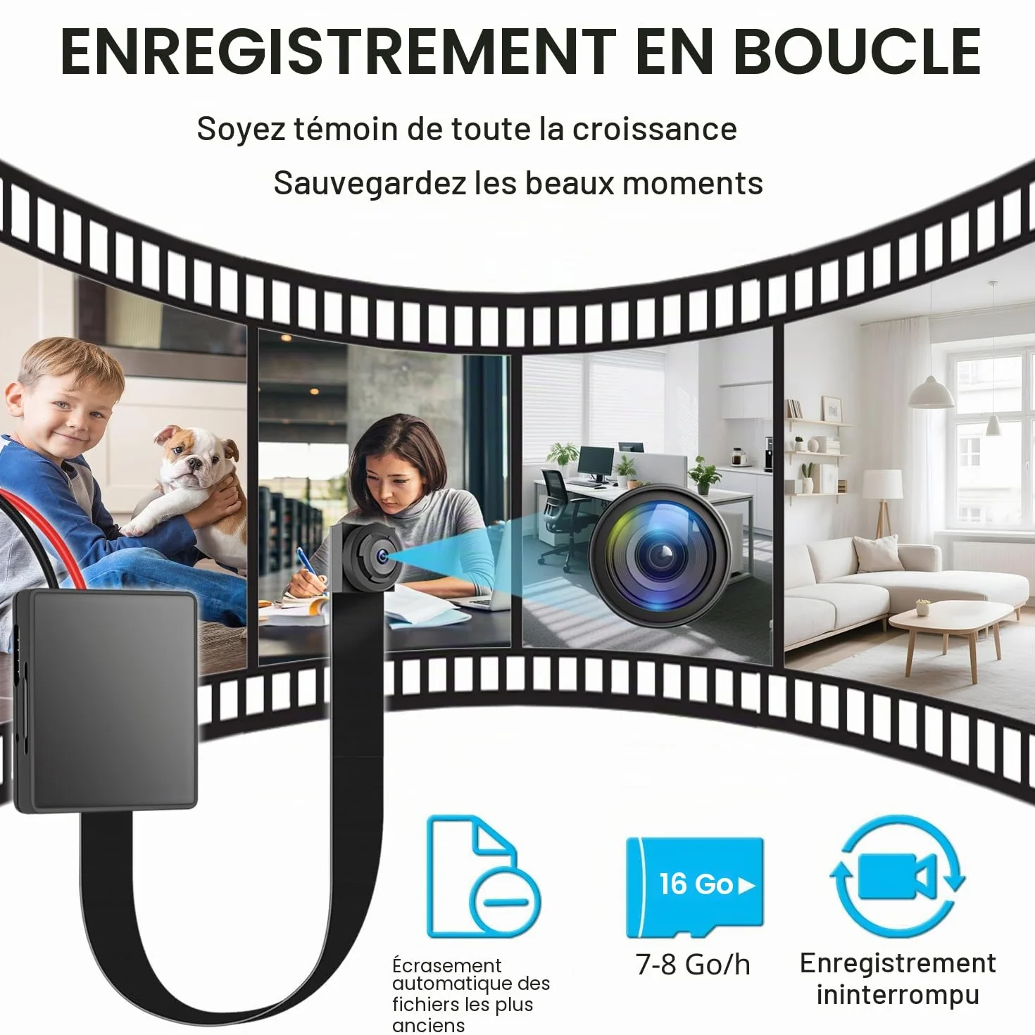 Caméra Espion 1080p Mini cachée OTADUG avec Microphone et Carte SD 16 Go