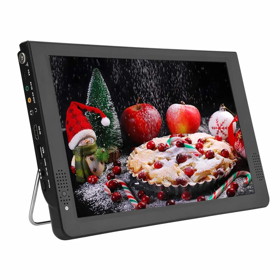 VBESTLIFE T / T2 Téléviseur Portable 12 Pouces, avec Ecran LCD Haute Résolution 1280 * 800 Téléviseur Numérique Support Alimentation Secteur, Adaptateur Allume-Cigare 12V etc(EU)