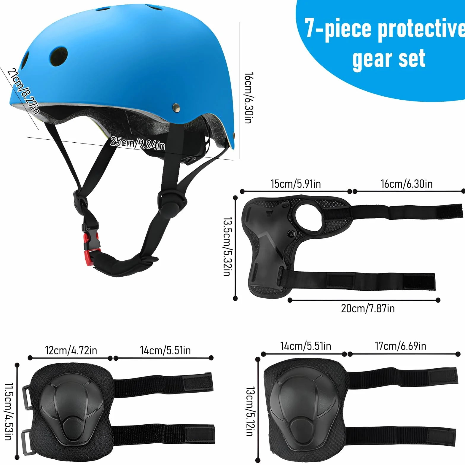 Casque de vélo pour enfants avec genouillères coudières protège-poignets réglables bleu