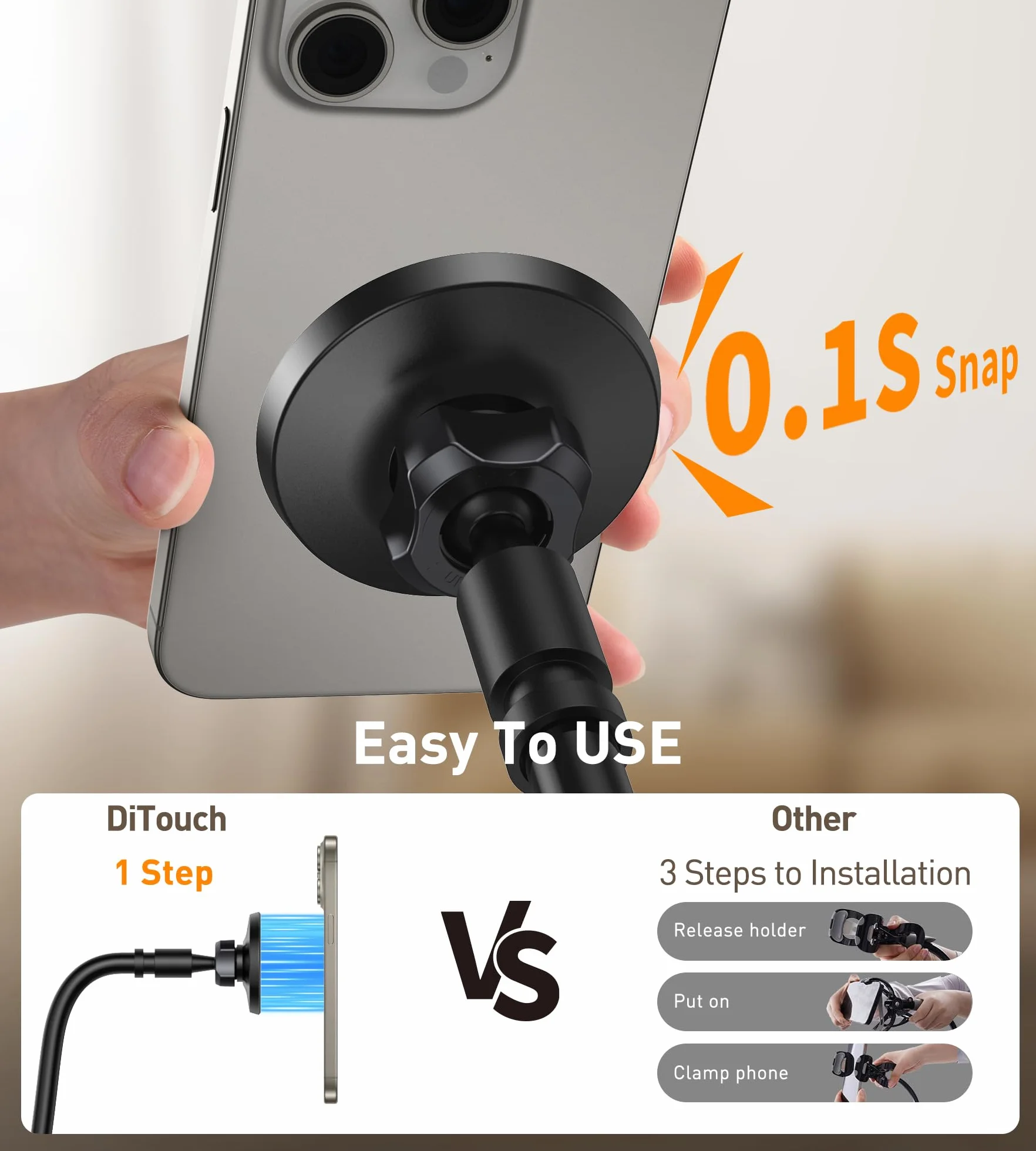 Support Téléphone Lit Réglable Pivotant 360° Col de Cygne Mag-Safe avec Anneaux Métal pour iPhone 17 16 15 14 13 12 Pro Max Plus