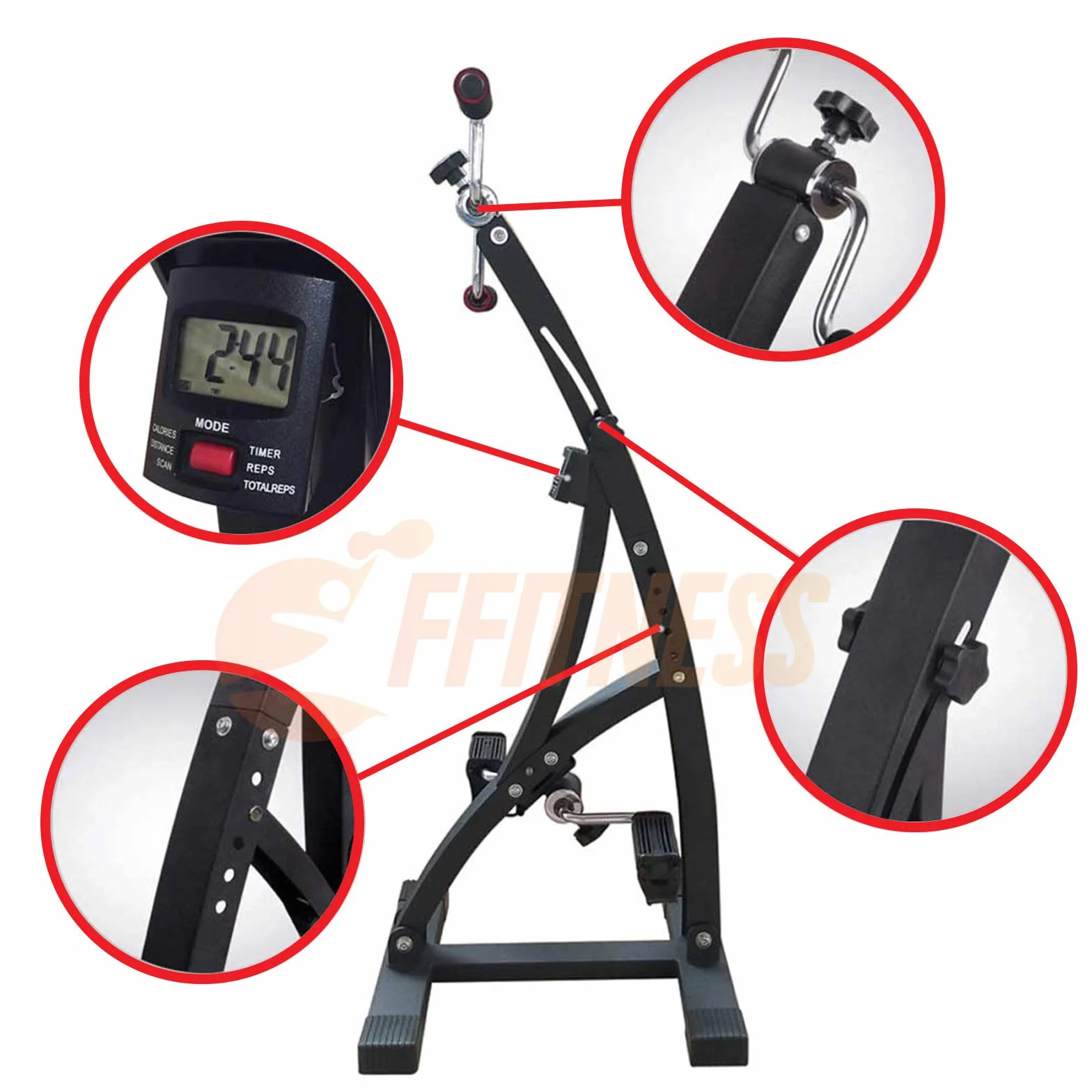 FMMD408N Mini Vélo de Gymnastique Passive Double Cycle Pédalier Bras Jambes Rééducation Home Gym Noir