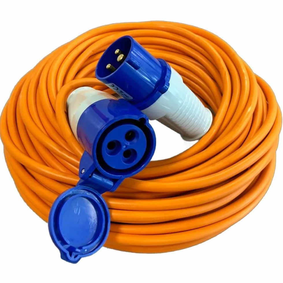 Rallonge d'alimentation 25 m 240V 16A Câble de raccordement haute résistance orange pour camping-car et caravane