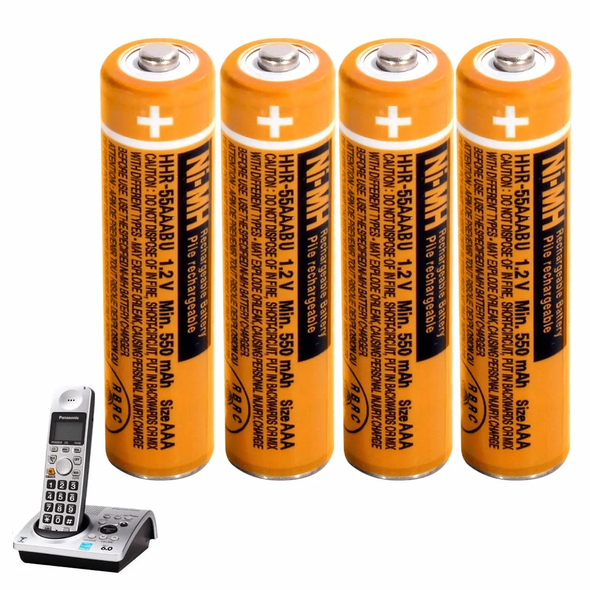 Pile Rechargeables AAA 550 mAh 1,2v NiMH pré-chargées pour téléphone sans Fil Gigaset- Piles téléphone Lot de 4