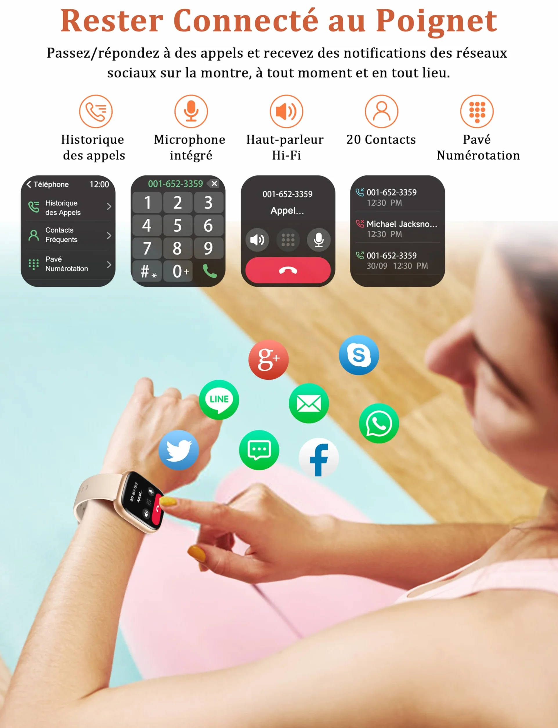 LODIMEKE Montre Connectée pour Samsung Apple Xiaomi, Appel Bluetooth, Montre Étanche Natation IP68, 1,83" Smartwatch Femme Homme, 100+ Sports, Fréquence Cardiaque, Pression, Sommeil, Fitness Tracker