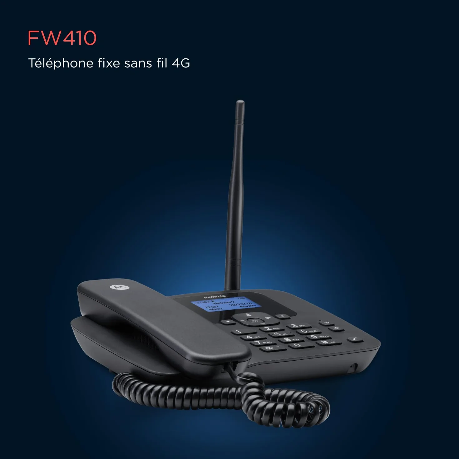 Motorola FW410L Téléphone Fixe sans Fil 4G, Hotspot WiFi, GSM Quad Band, Batterie de Secours