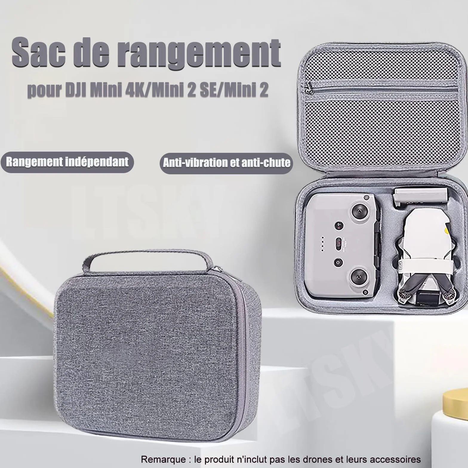 Mini 4K/Mavic Mini2/Mini 2 SE Étui Portable Dure Cas Voyage | Sac de Rangement Portable pour DJI Mini 4K / Mini 2 SE/Mini2 et Accessoires de contrôleur,Gris