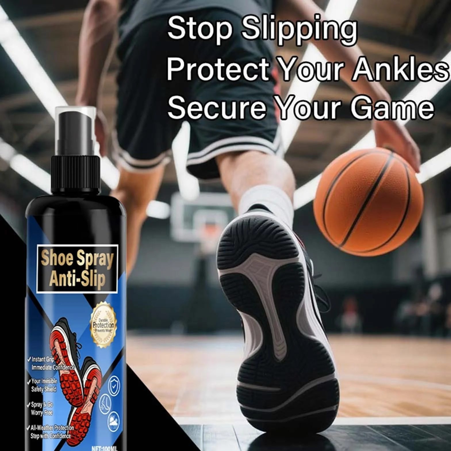 Spray Anti-Dérapant pour Chaussures 100 ML Améliorateur d'Adhérence pour Semelle