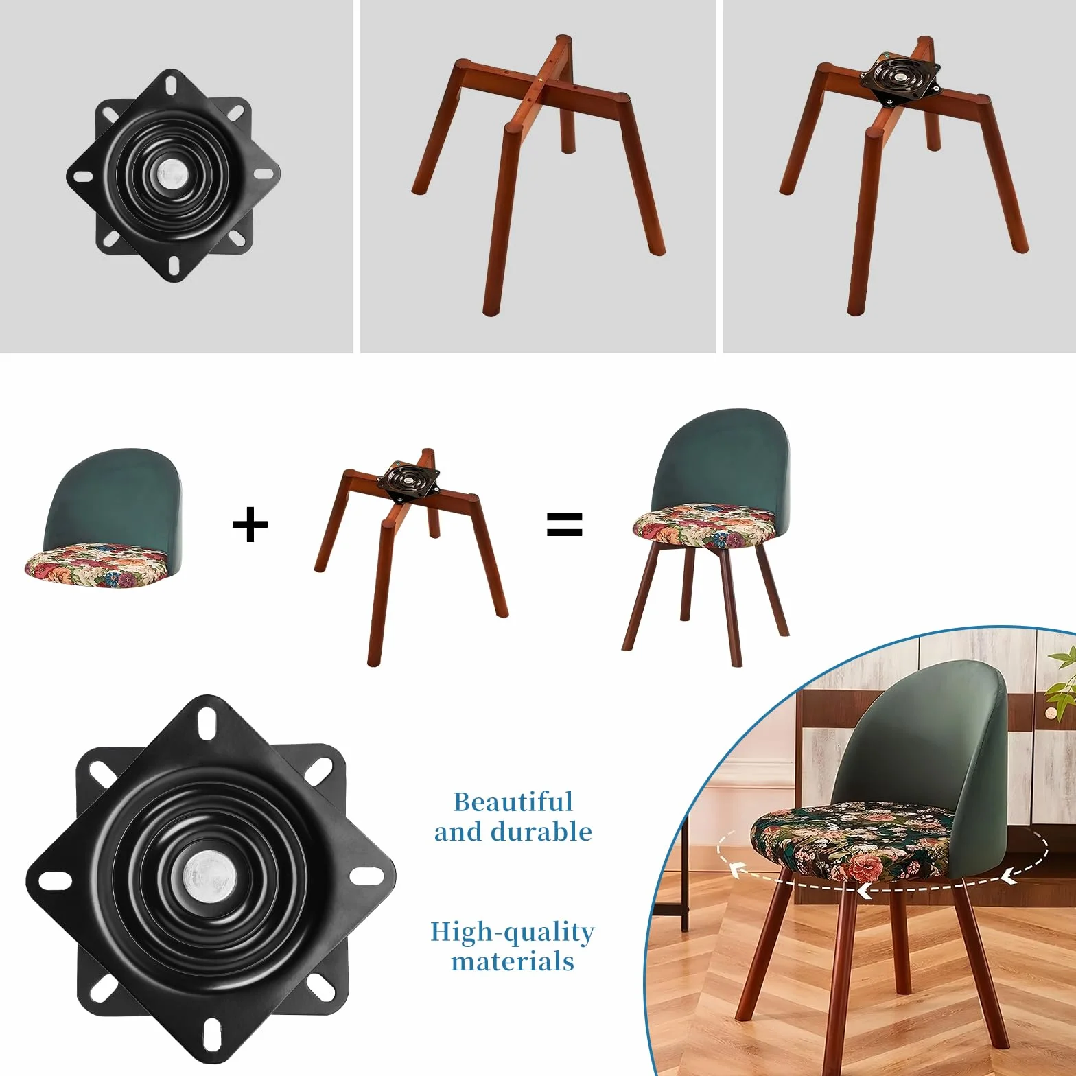 LALAGO Table Tournante de Chaise Pivotante, Plateau Tournant Roulement à Billes, 246 * 246 * 22,6mm, Plateau Tournant à Roulement à Billes à 360 °, pour Tabourets Tables Étagères TV (10 inch)