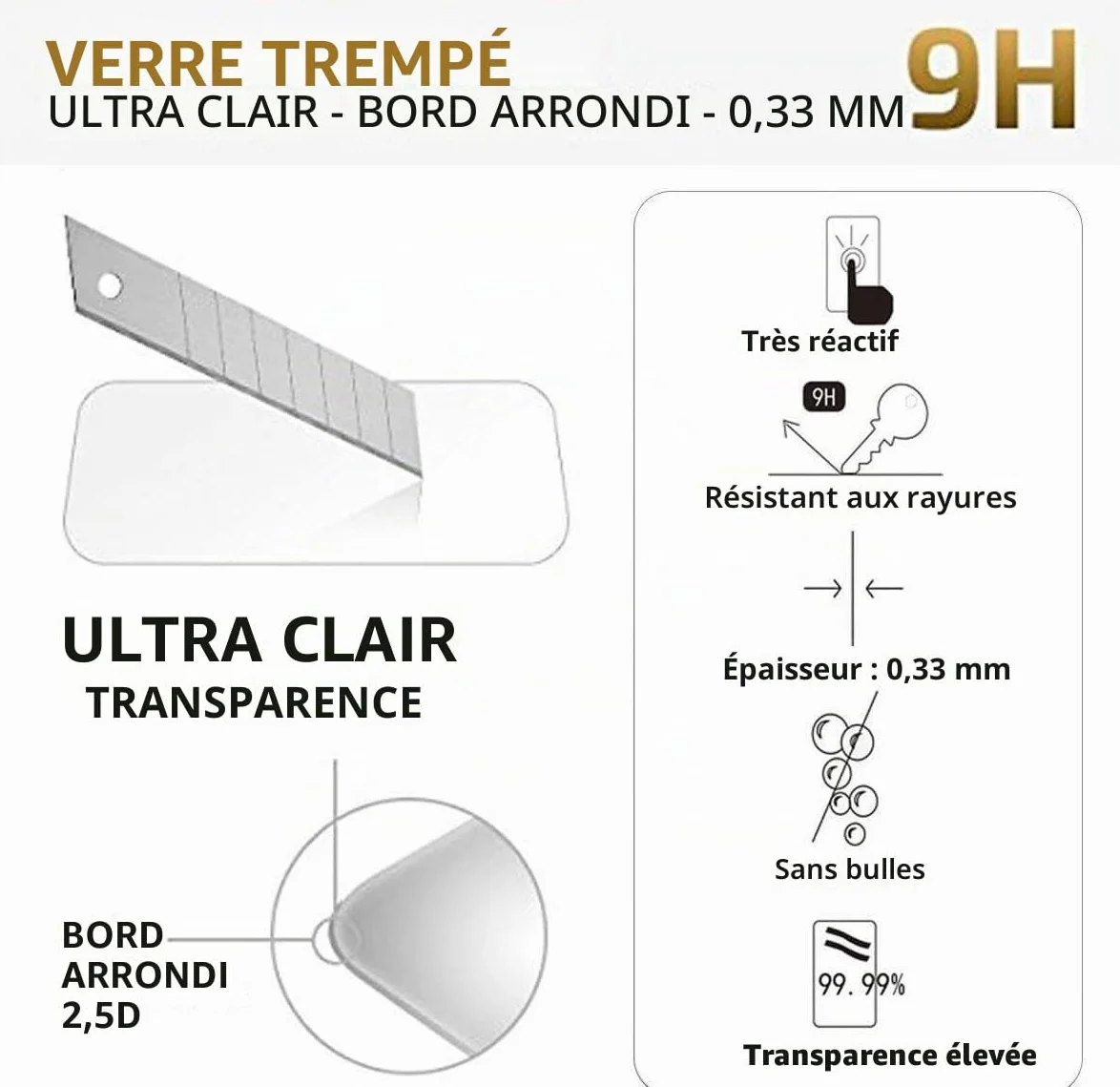 NEW'C Lot de 2, Verre Trempé pour iPhone 8, iPhone 7 (4,7 Pouces), Film Protection écran -sans Bulles d'air -Ultra Résistant (0,33mm HD Ultra Transparent) Dureté 9H Glass