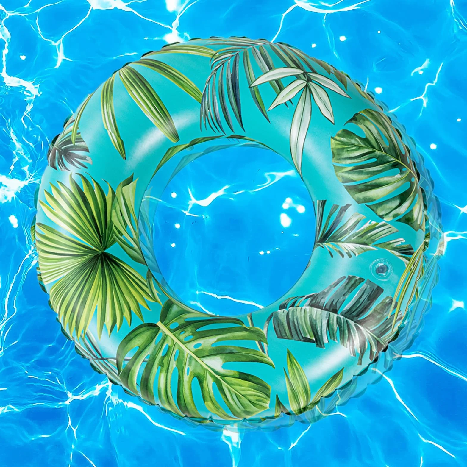 Inflatable Pool Tubes, Floating Swim Rings, Beach Floats, PVC, Green/Red Leaf