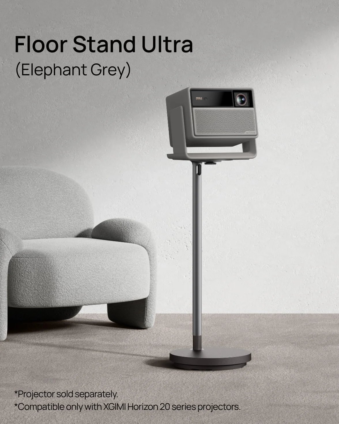 XGIMI Pied de Projecteur FloorStand Air – Alliage Aluminium Aérospatial, Socle 2,5kg | Compatible Horizon Série 20 | Ajustement d'angle | Gris