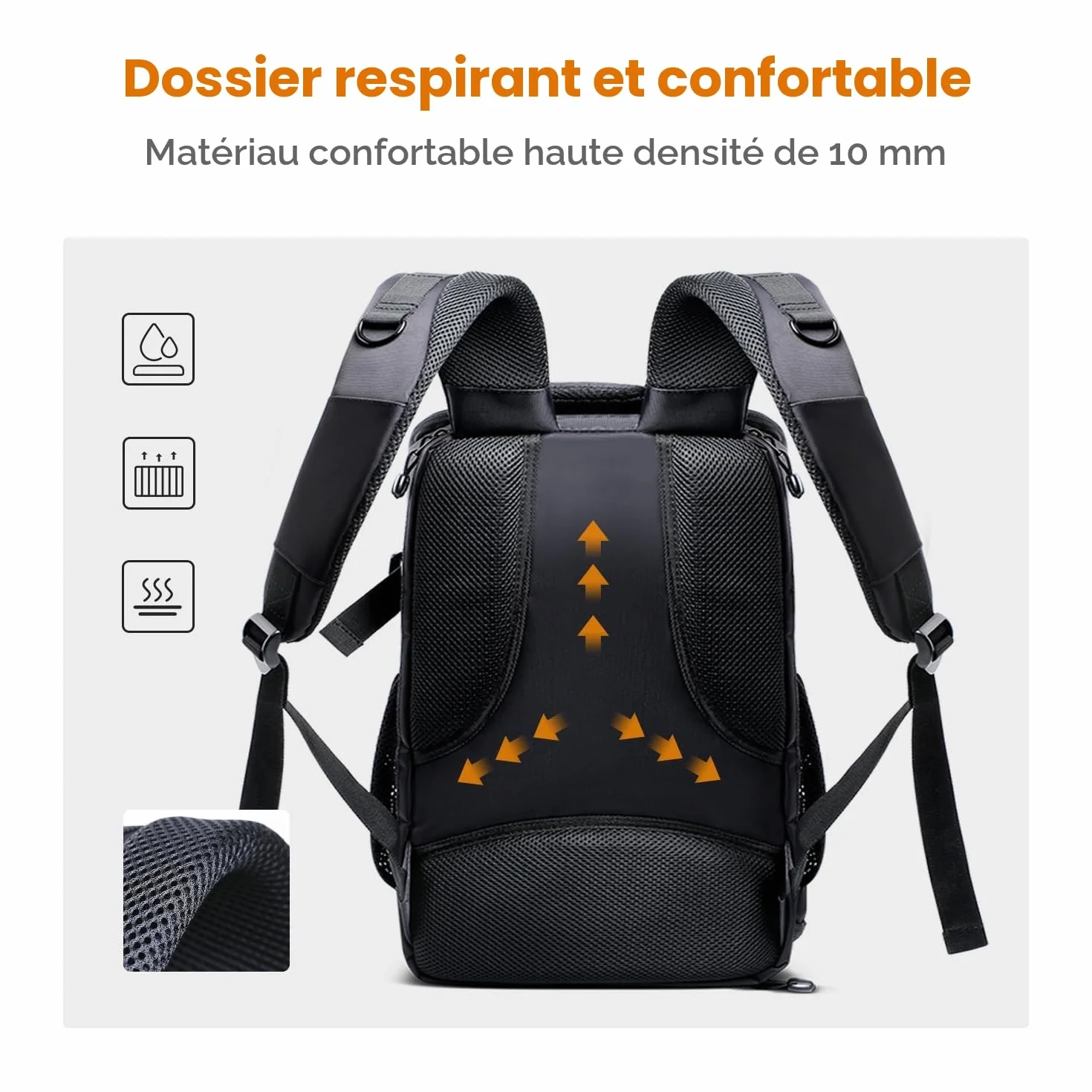 K&F CONCEPT Sac à dos pour appareil photo Canon Nikon Sony DSLR drone, objectif, ordinateur portable, trépied et accessoires avec housse de pluie